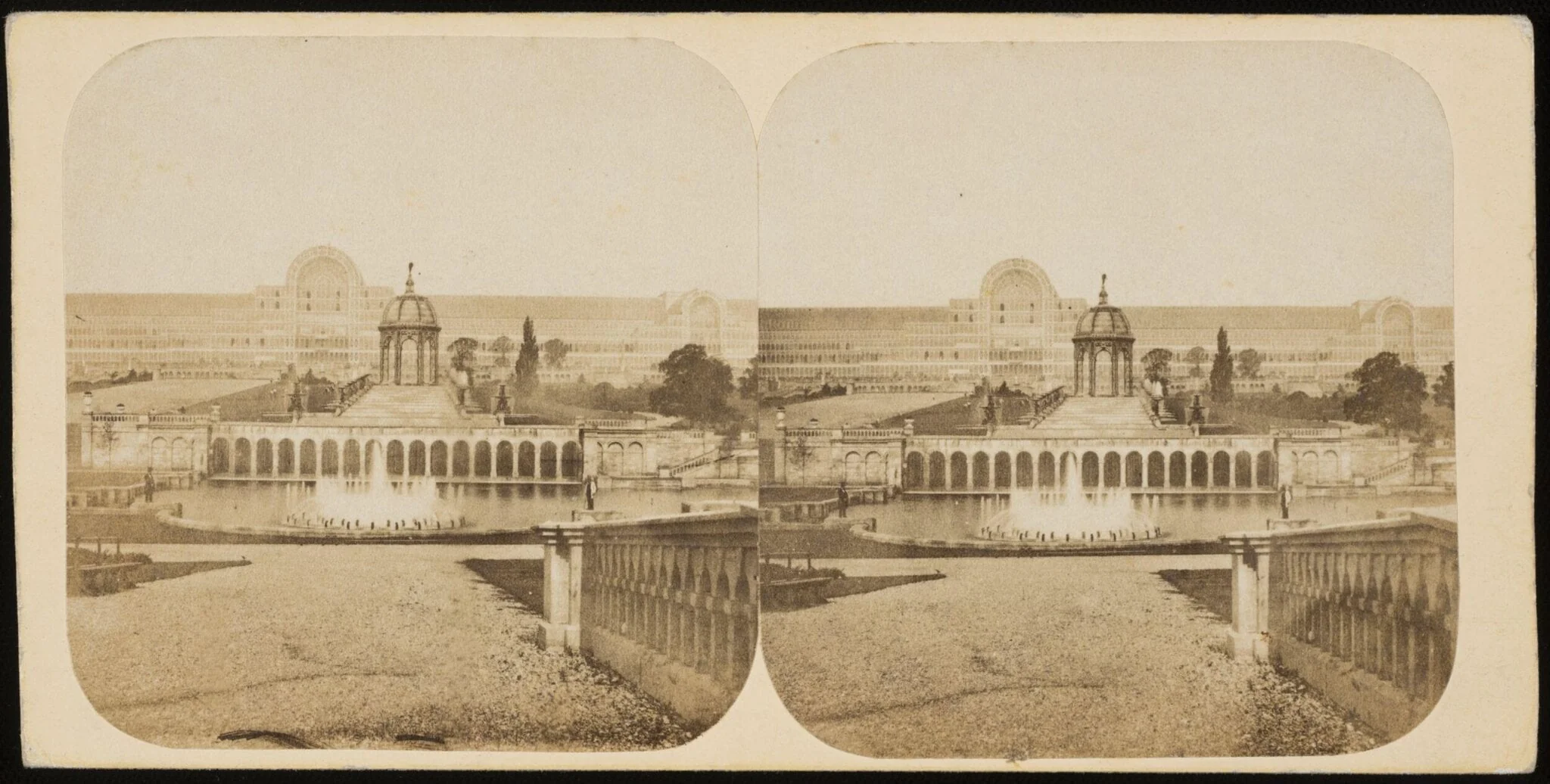 Crystal Palace: a general view of the palace, cascades and lower fountains