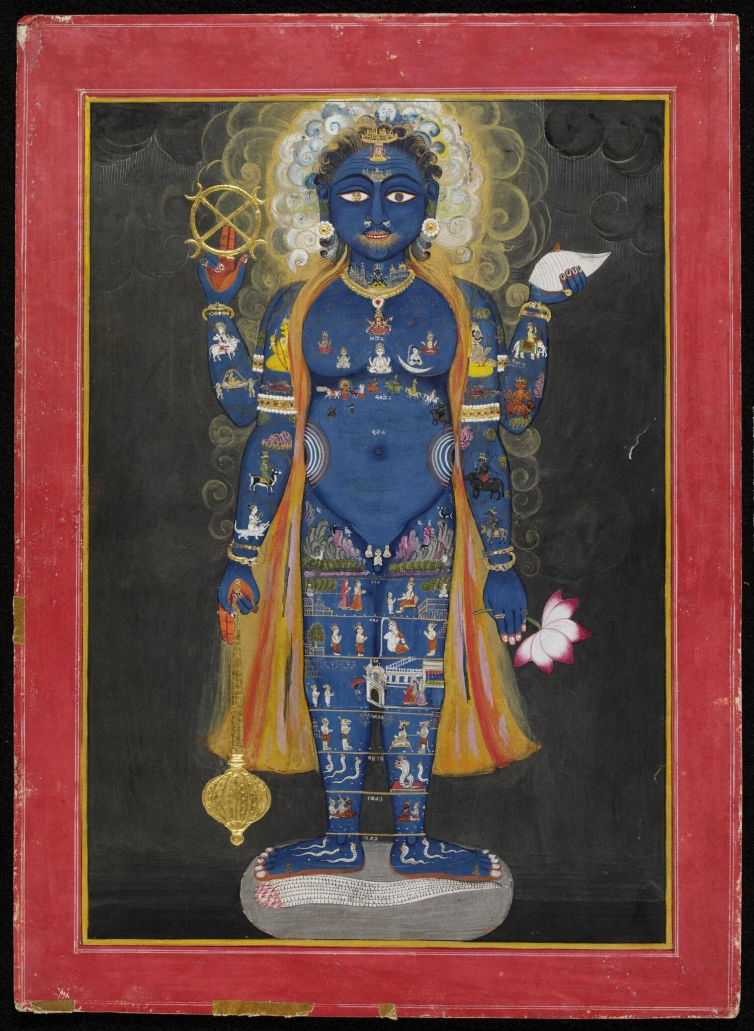Vishnu as Vishvarupa (cosmic or universal man), by Unknown, paint, 1810