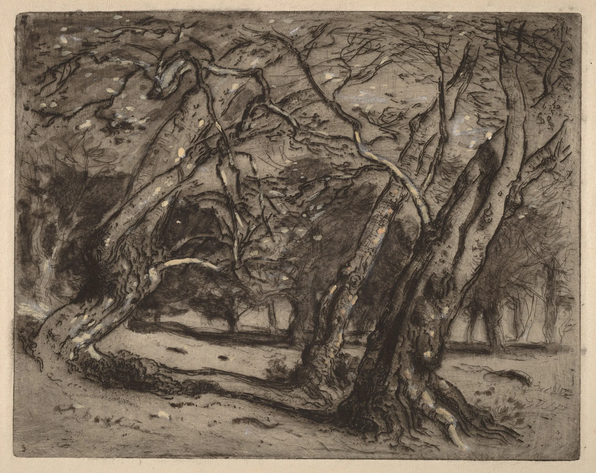Untitled (Wooded Landscape), by Samuel Colman, ink, 1880
