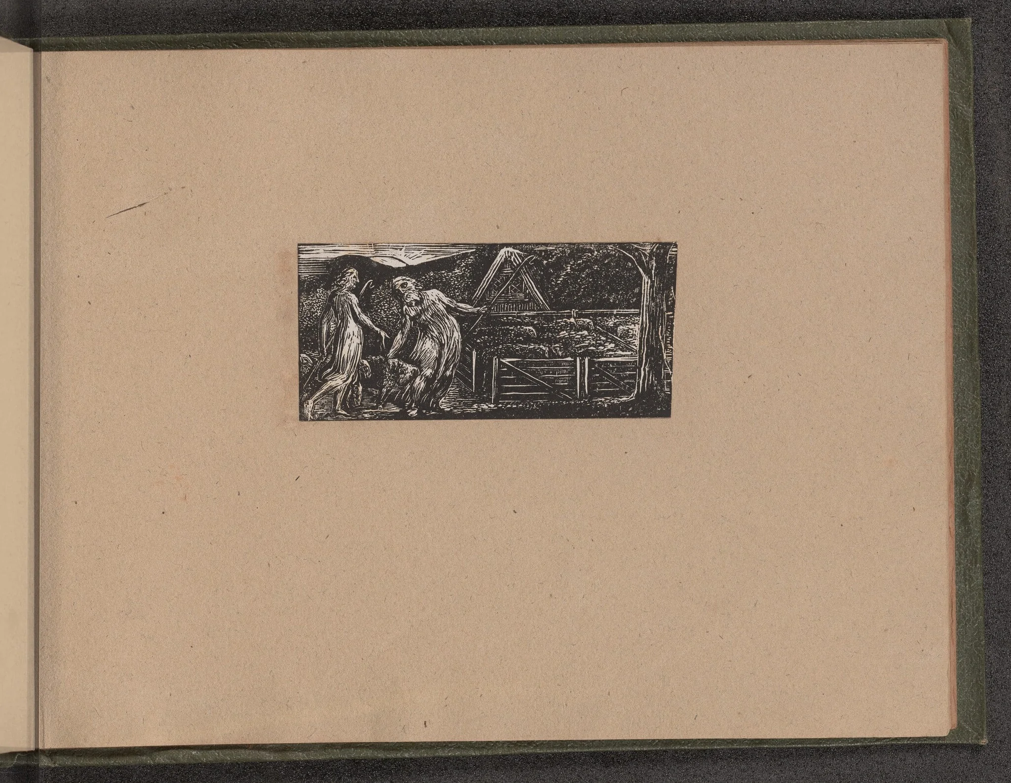 Thenot and Colinet Lead their Flocks Together, by William Blake, ink, 1821