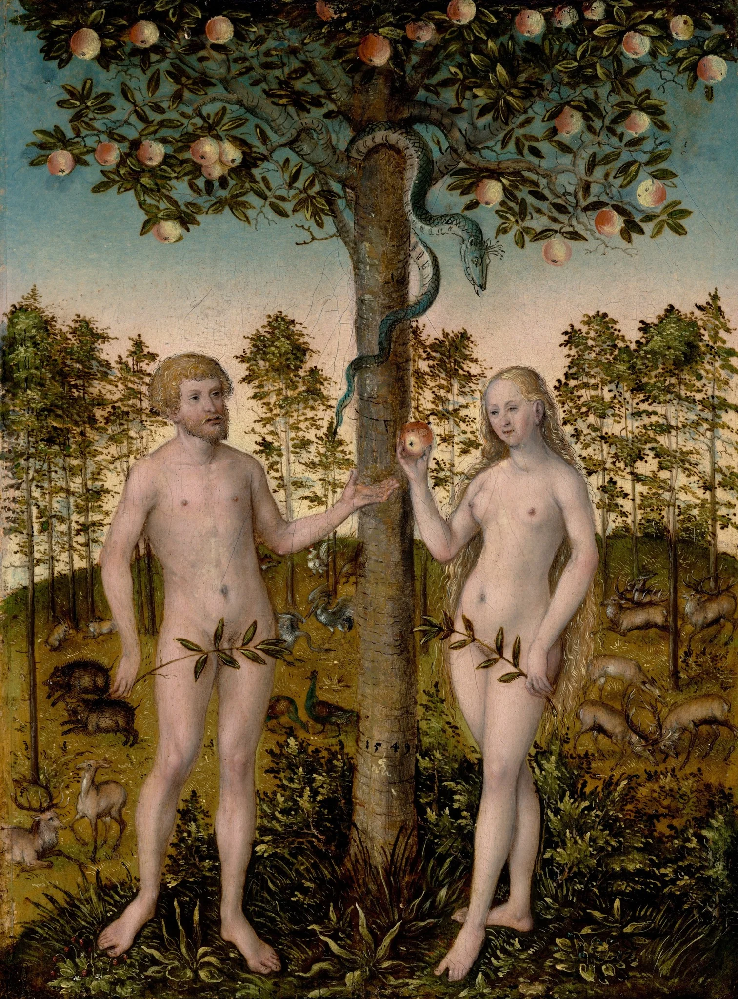 The Fall of Man, by Lucas Cranach the Younger, oil, 1549