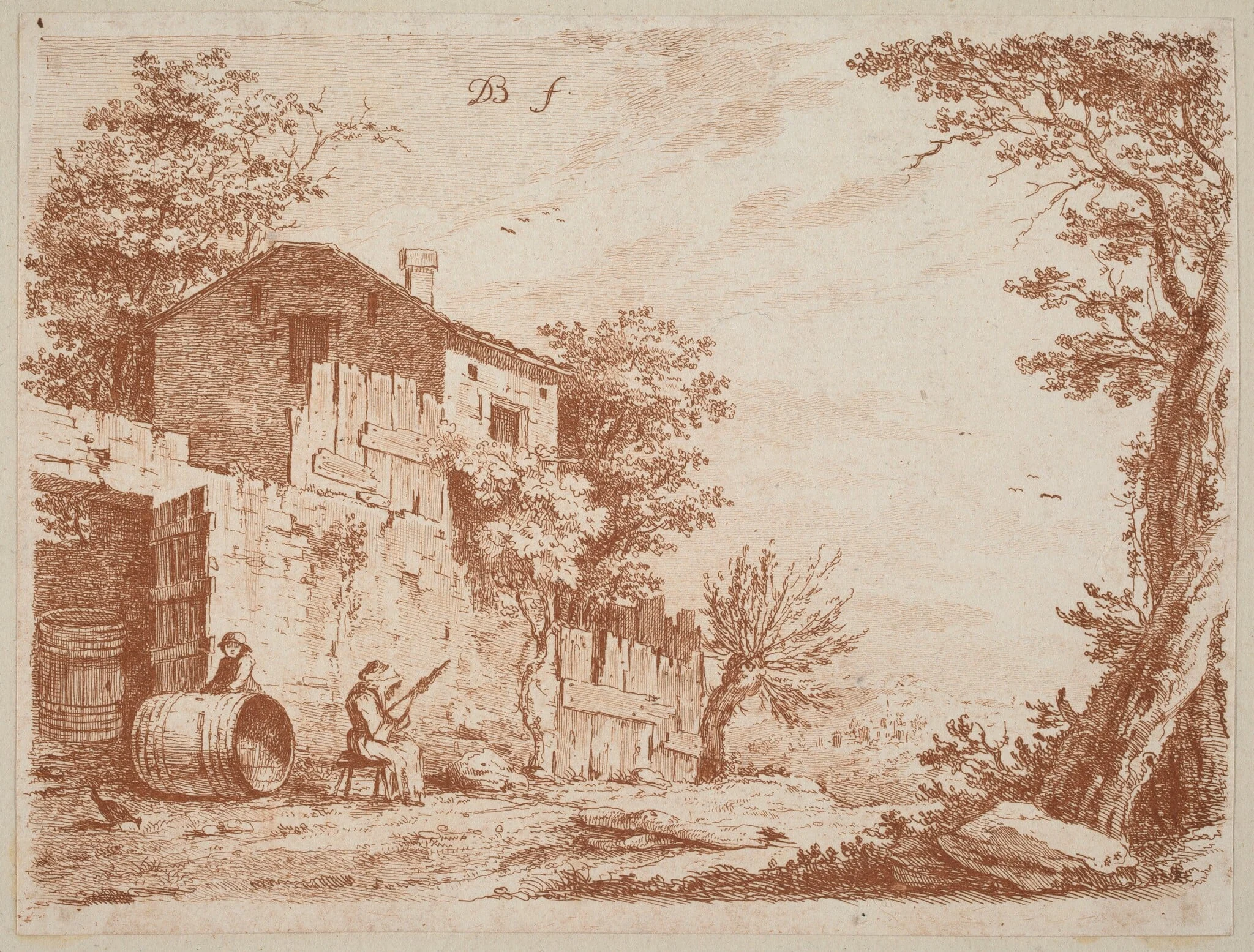 The Spinner, by Jean-Jacques de Boissieu, ink, 1759