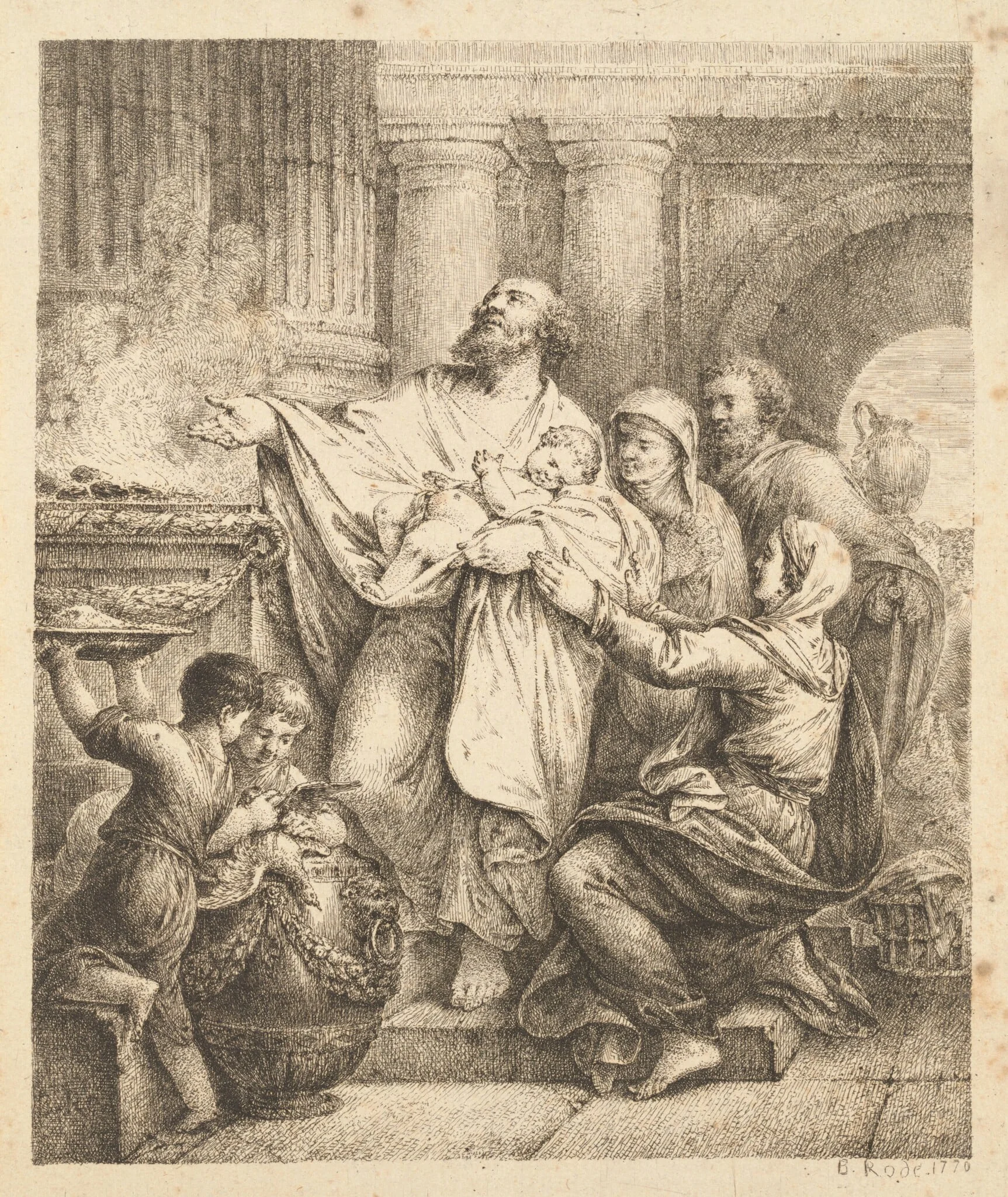 Presentation in the Temple, by Bernhard Rode, ink, 1770