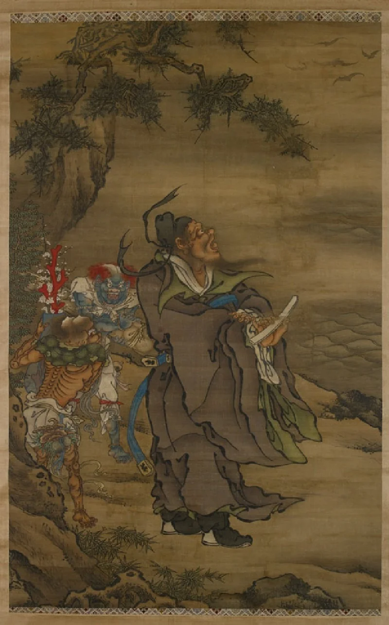 Zhong Kui the Demon Queller with Five Bats, by Unknown, unspecified