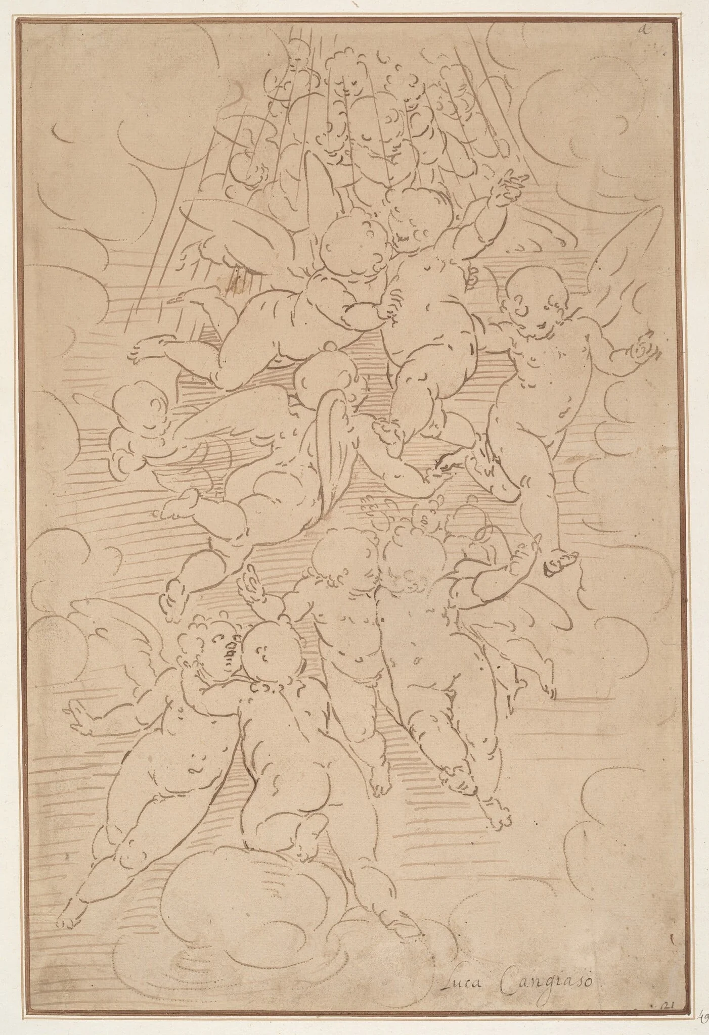 A Group of Angels in Glory, by Italian 17th Century, ink, 1607