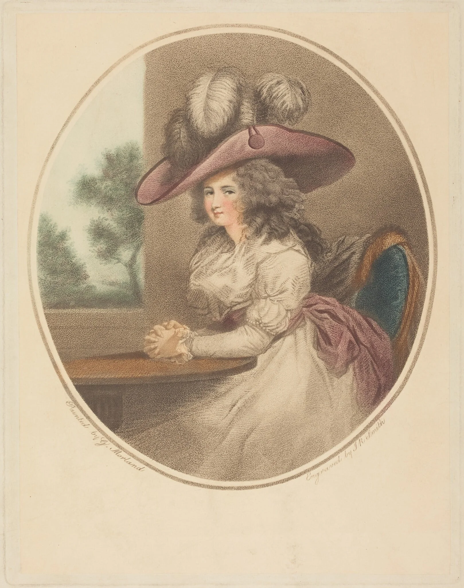 Anne Ward Morland (Delia in Town), by John Raphael Smith, ink, 1788