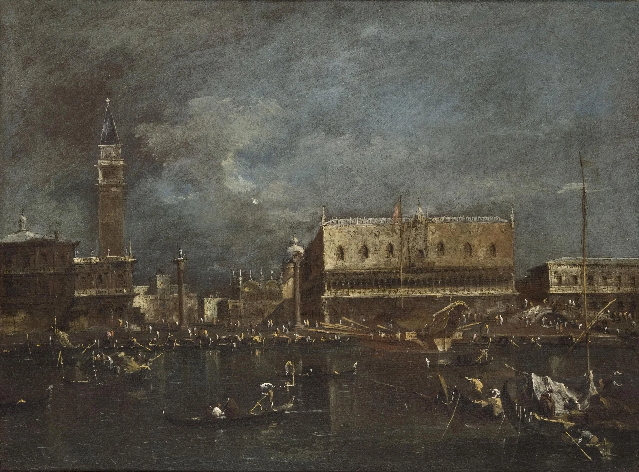 Doge's Palace and Libreria from the Laguna, by Francesco Guardi, oil, 1762