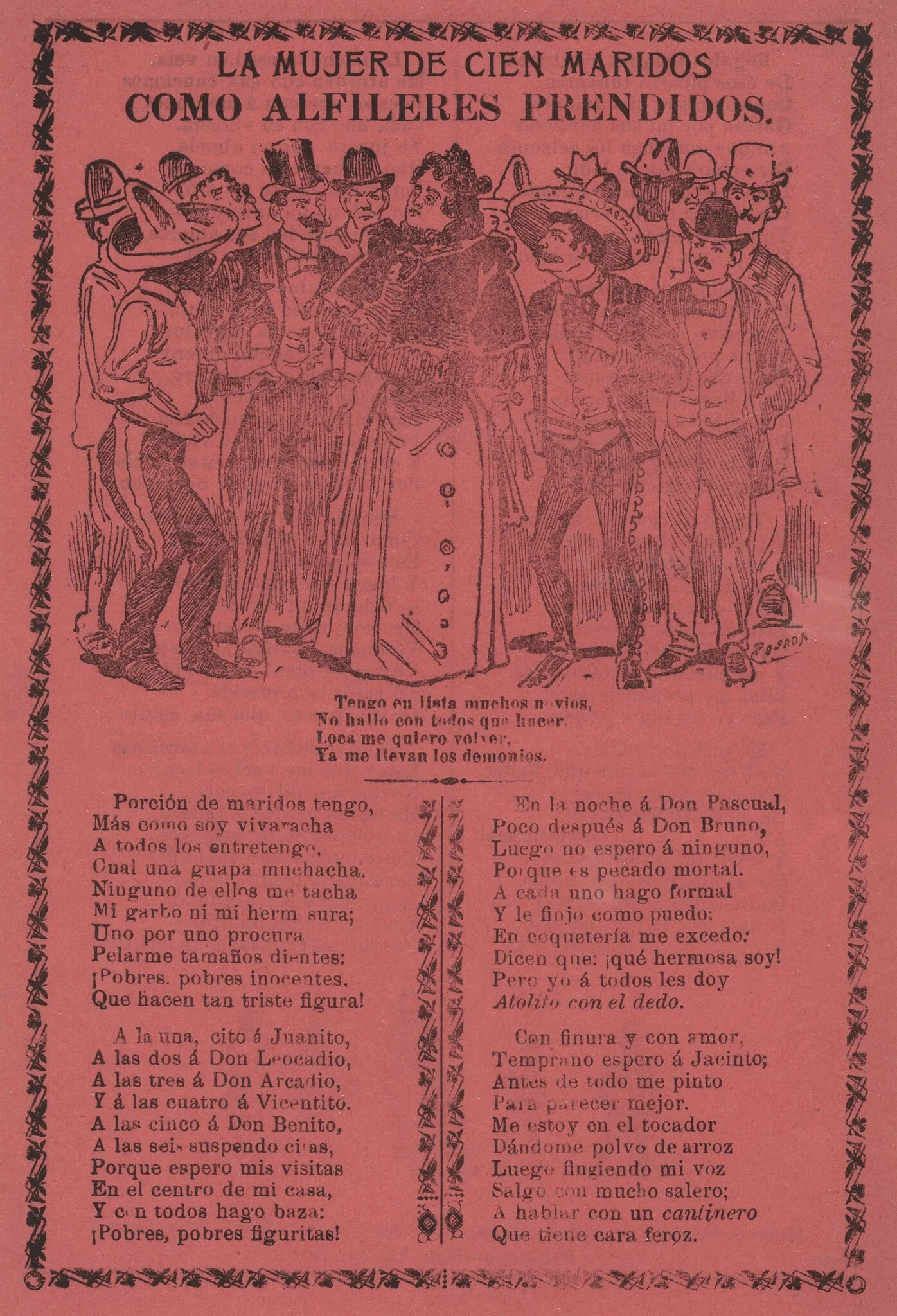 La Mujer de Cien Maridos - Como Alfileres Prendidos, by José Guadalupe Posada, 1901