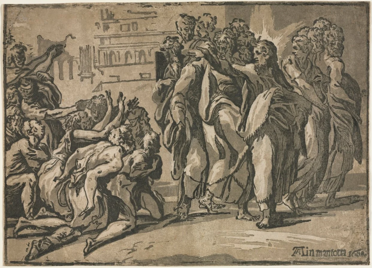 Christ Healing the Lepers, by Andrea Andreani, 1608