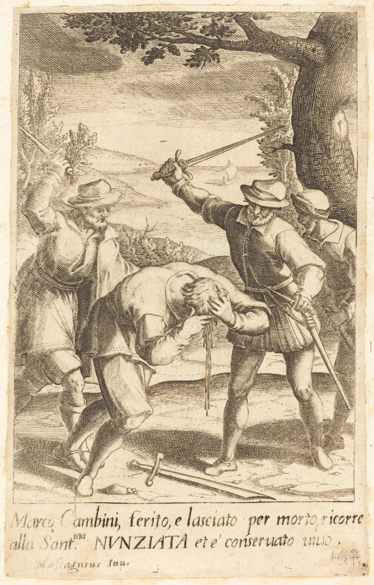Marco Cambini, by Jacques Callot, ink, 1619