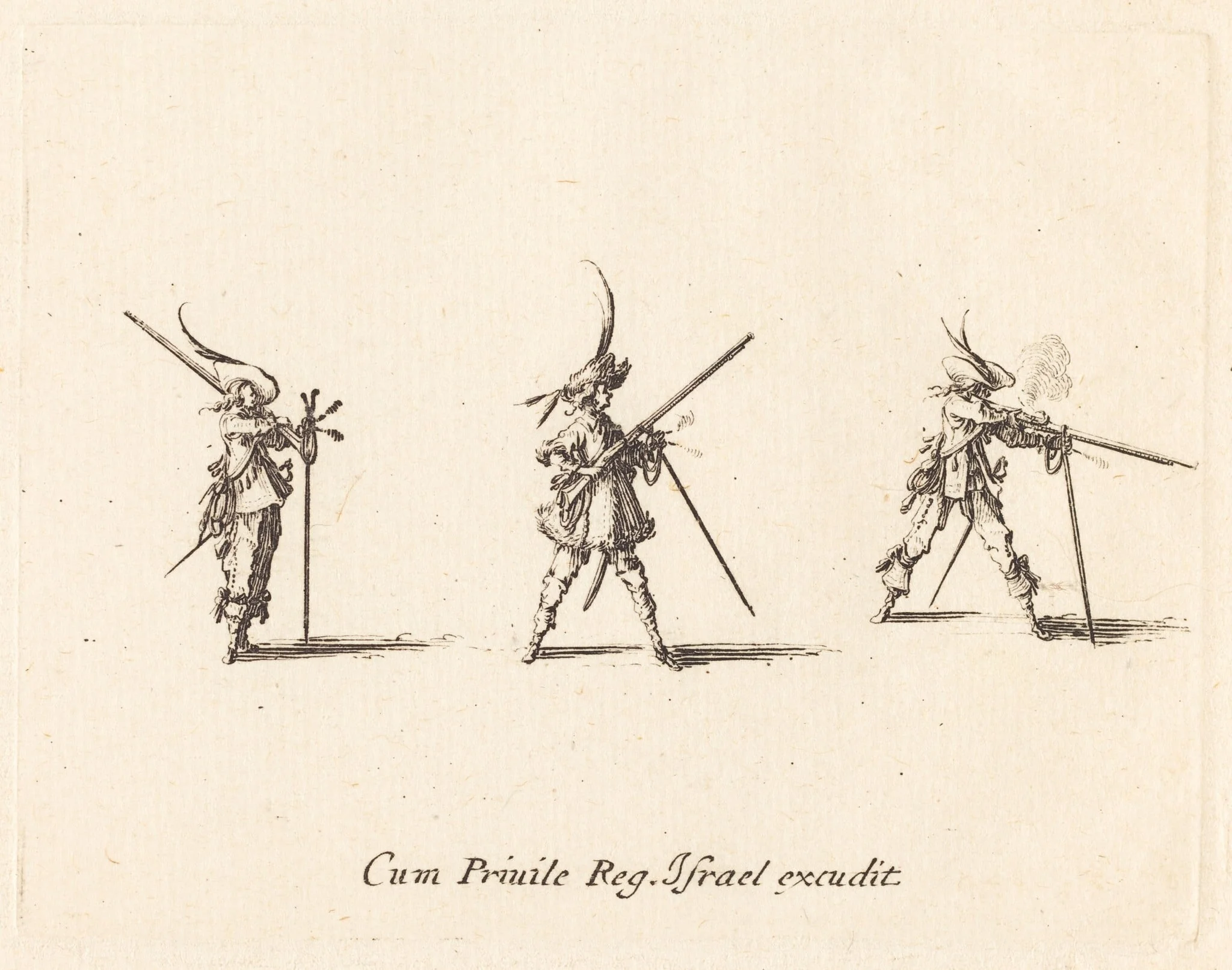 Firing the Musket, by Jacques Callot, ink, 1634