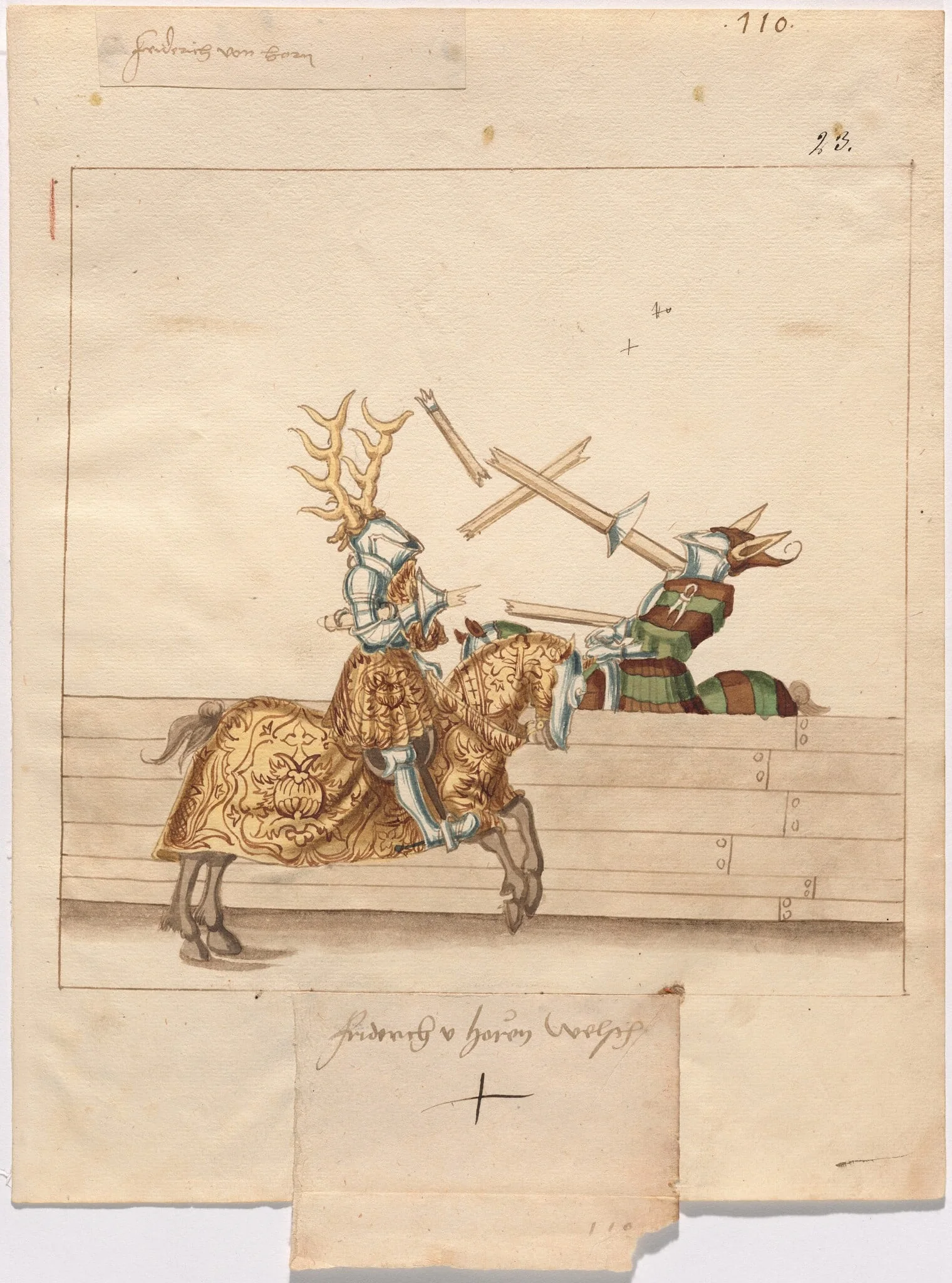 Italian Joust of Peace, by German 16th Century, ink, 1514