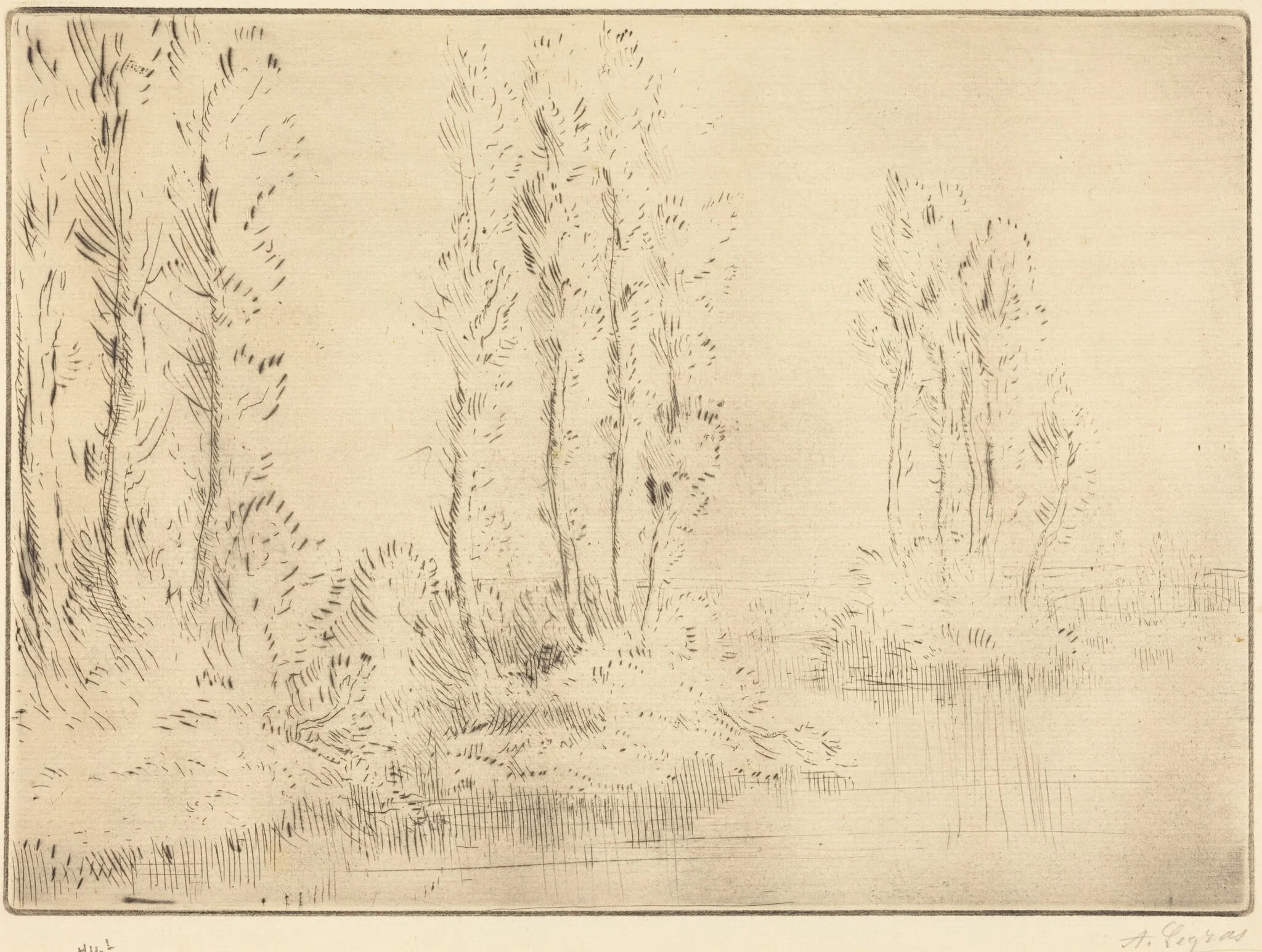 Landscape (Paysage), by Alphonse Legros, ink, 1874