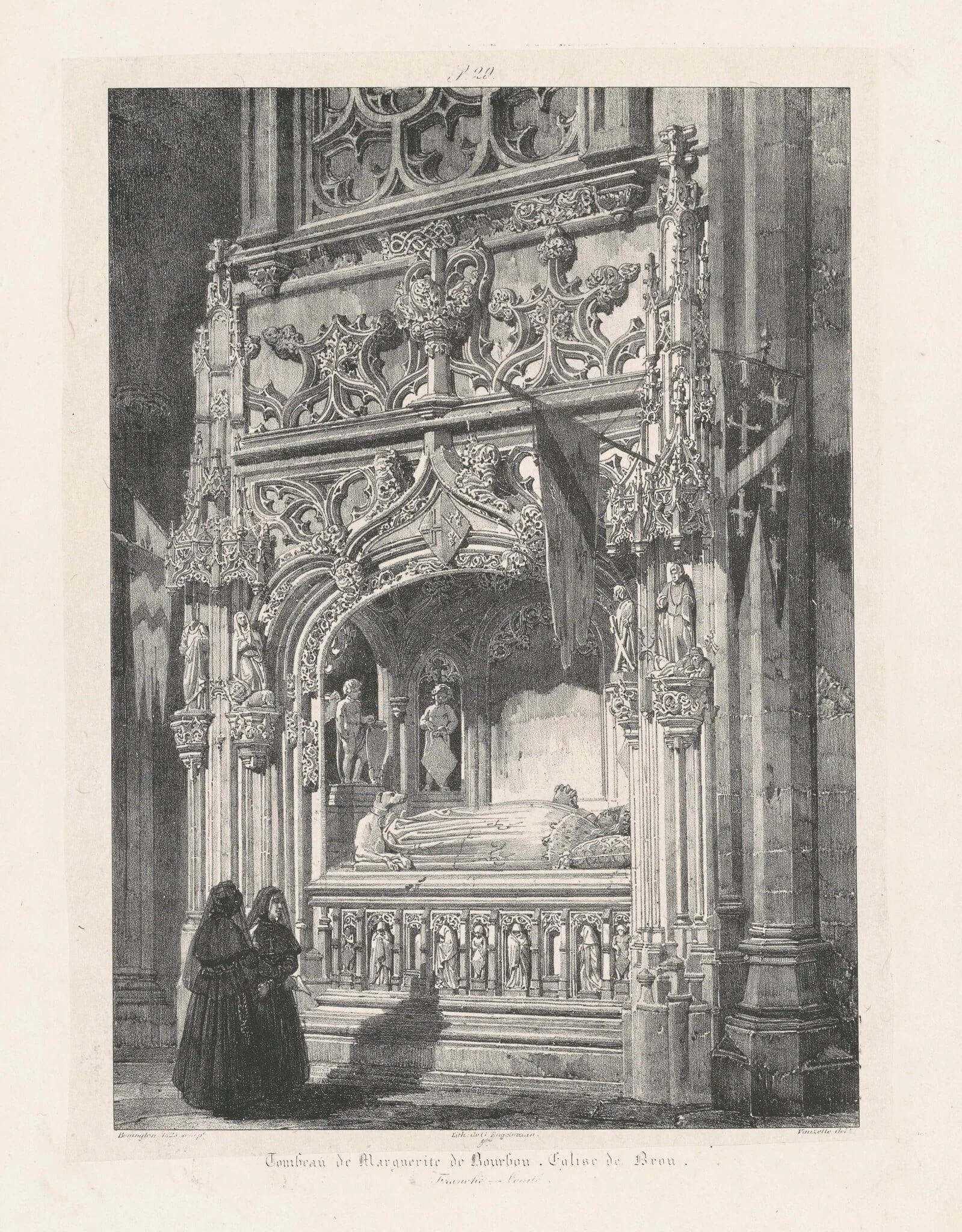 Tombeau de Marguerite de Bourbon. Église de Brou (Tomb of Marguerite de Bourbon, Church at Brou), by Richard Parkes Bonington, ink, 1825