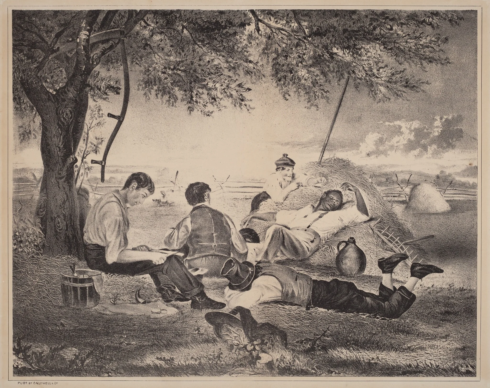 Farmer's Nooning, by American 19th Century, ink, 1840