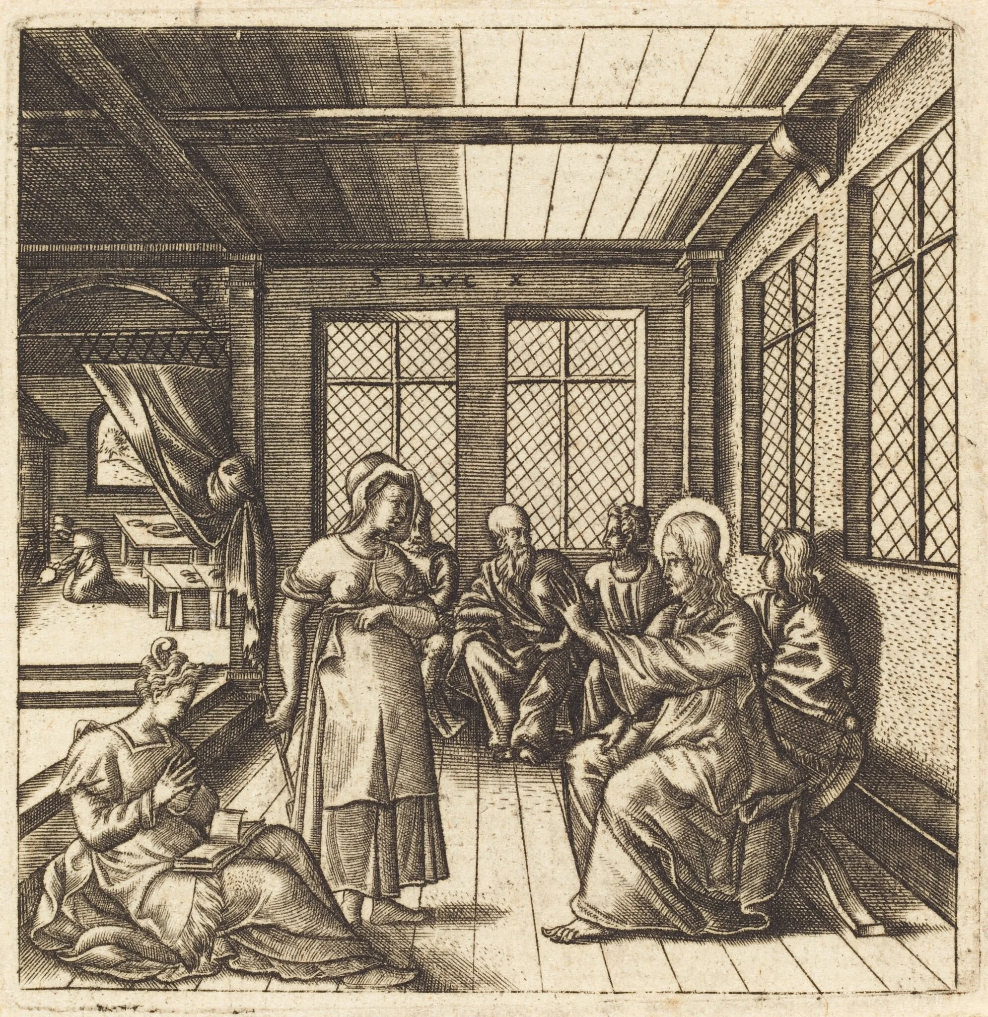 Christ in the House of Mary and Martha, by Léonard Gaultier, ink, 1578