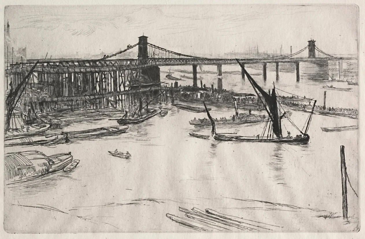 Old Hungerford Bridge, by James McNeill Whistler, 1861