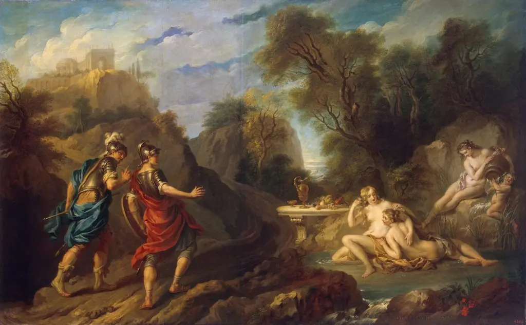 Messengers of Godfrey of Bouillon in Gardens of Armida