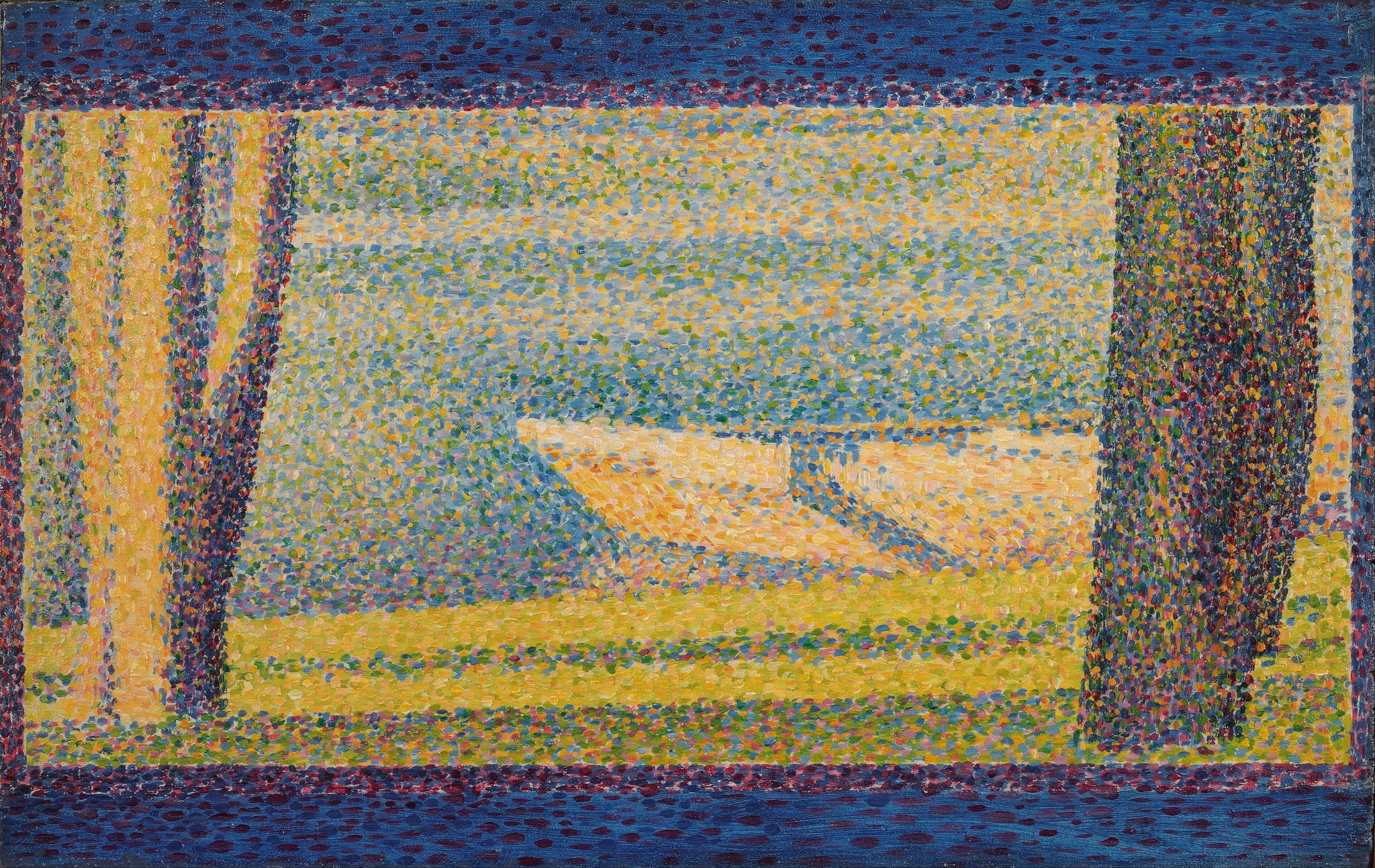 Moored Boats and Trees, by Georges Seurat, oil, 1896