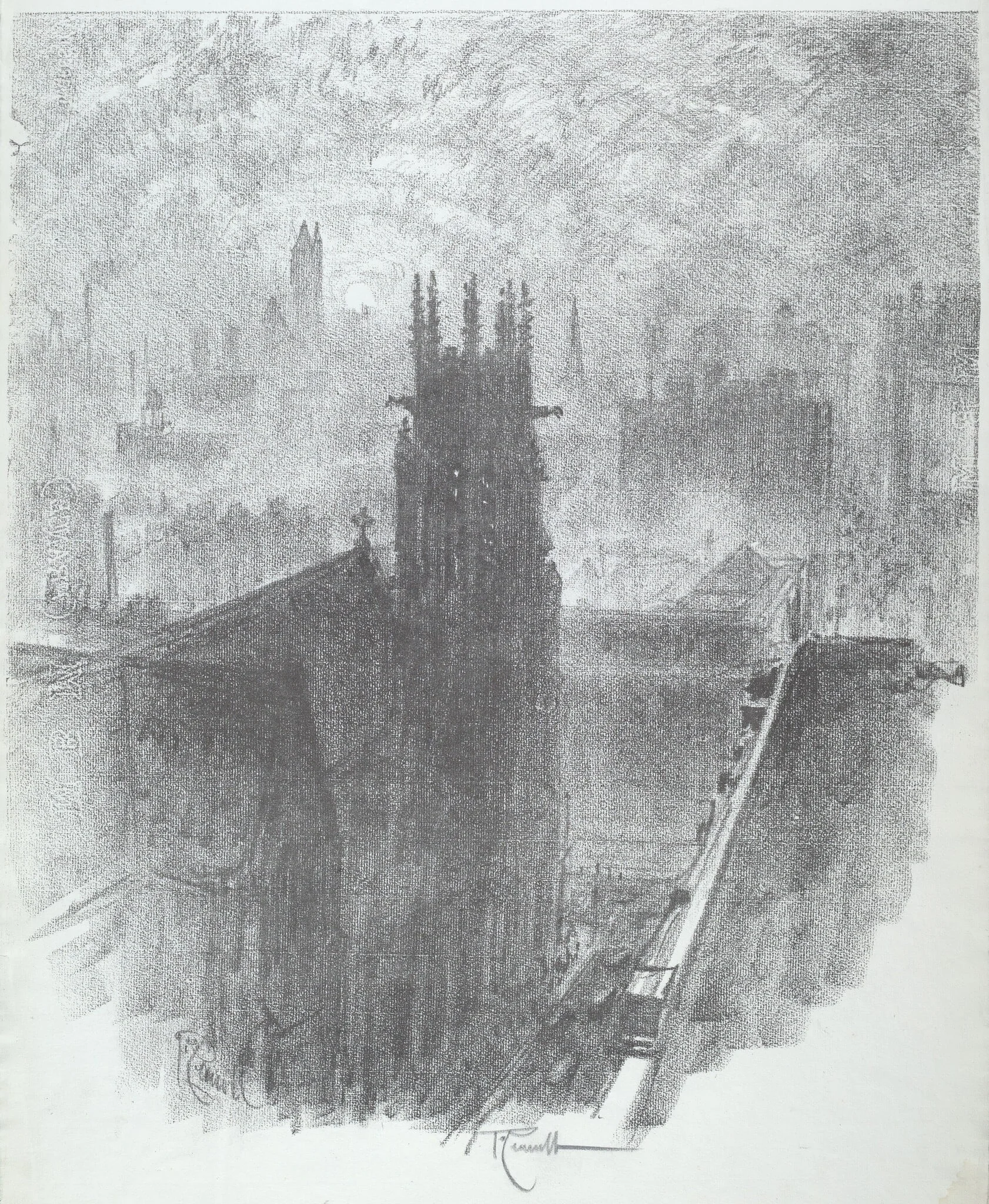 Christ Church, St. Louis, by Joseph Pennell, ink, 1919
