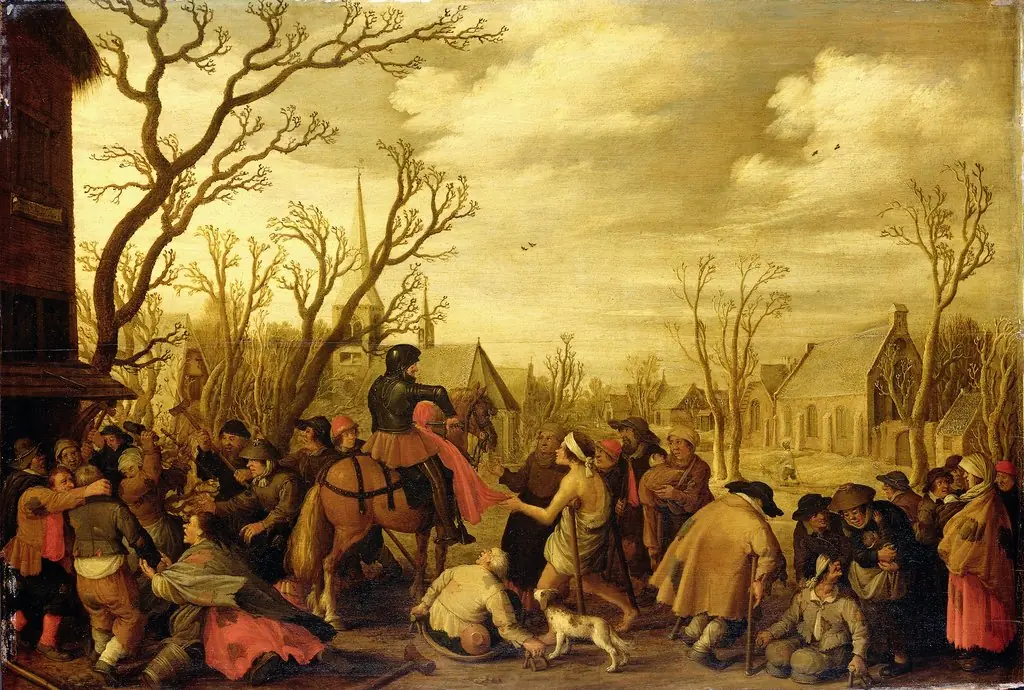 St Martin cutting off part of his cloak for a beggar