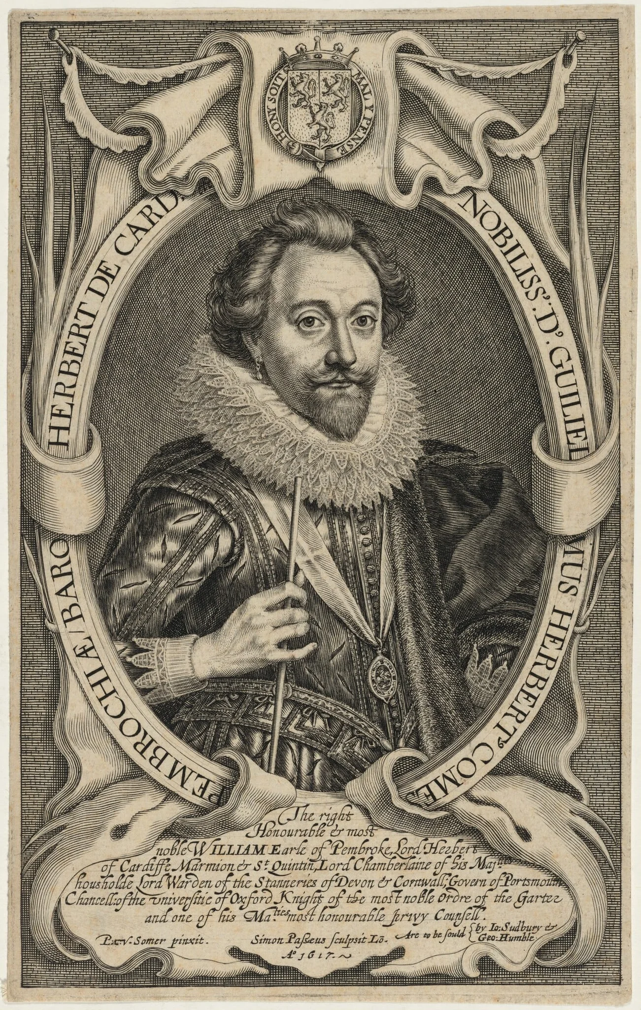 William Herbert, Third Earl of Pembroke, by Simon van de Passe, ink, 1621