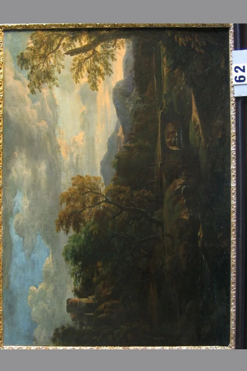 Peisaj de munte cu pod de piatră, by Willem van Bemmel