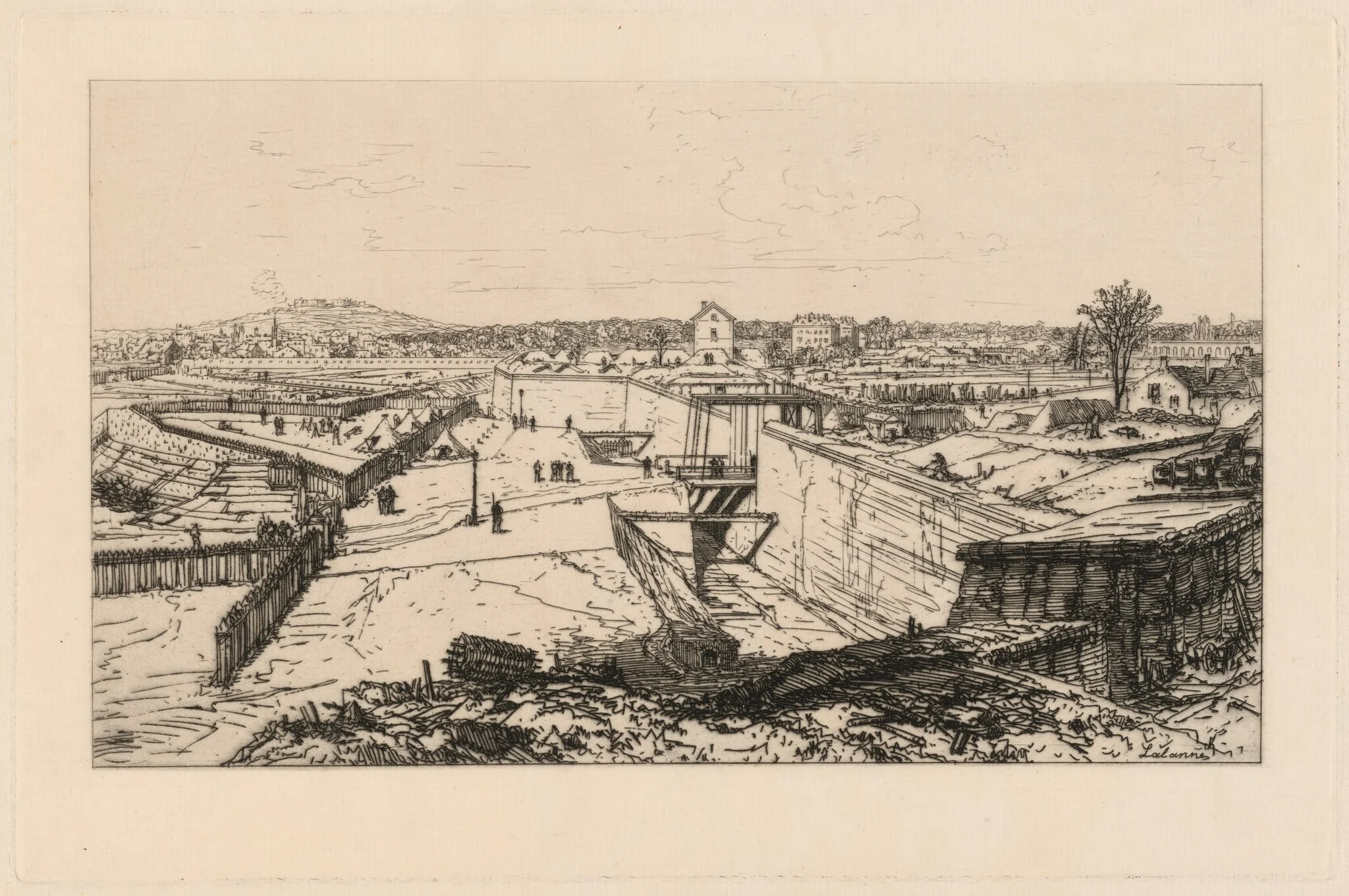The Porte de Versailles at Pont du Jour, by Maxime Lalanne, ink, 1871