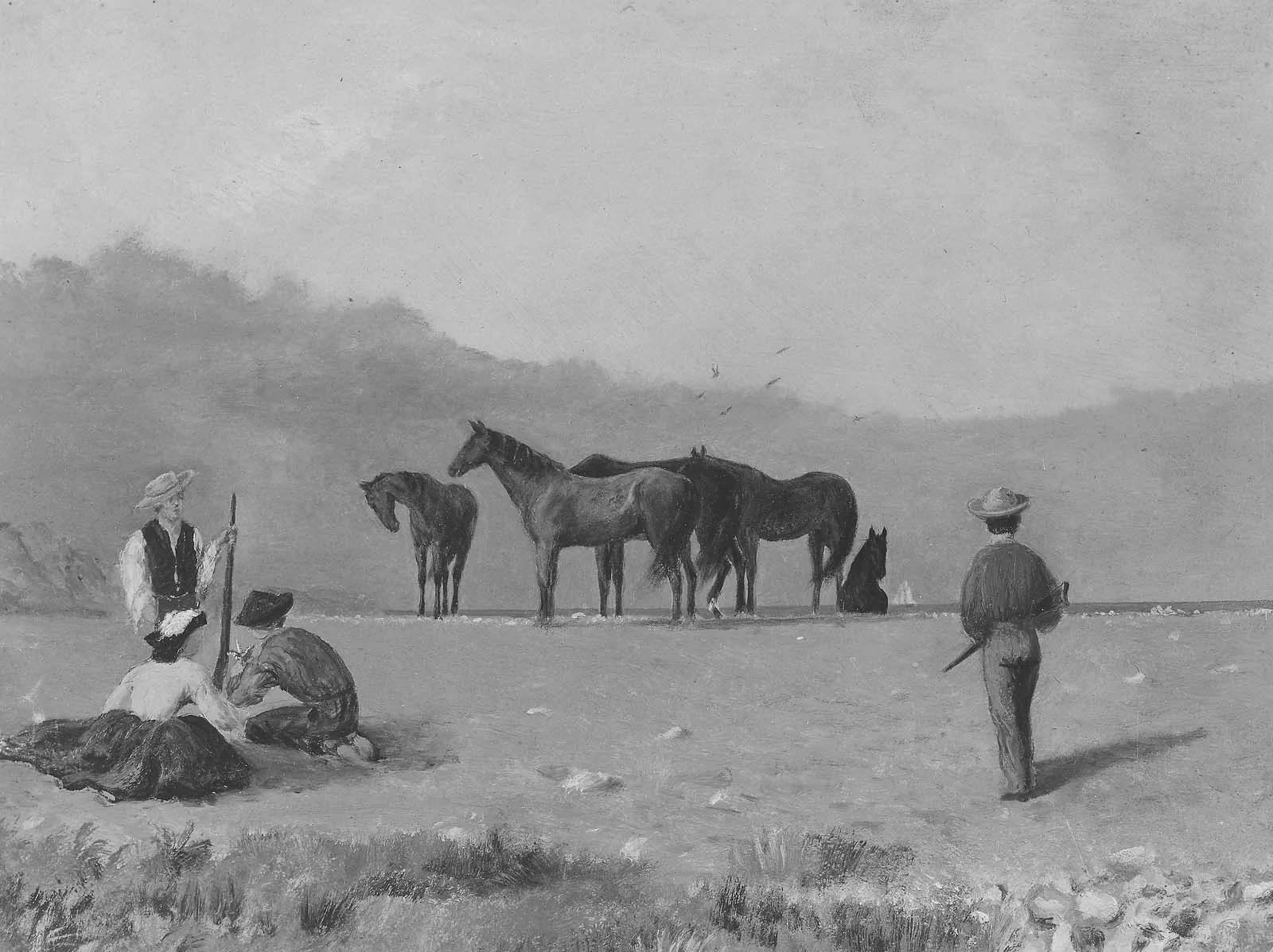 Horses and Hunters by the Sea, by John Amory Codman, unspecified, 1865