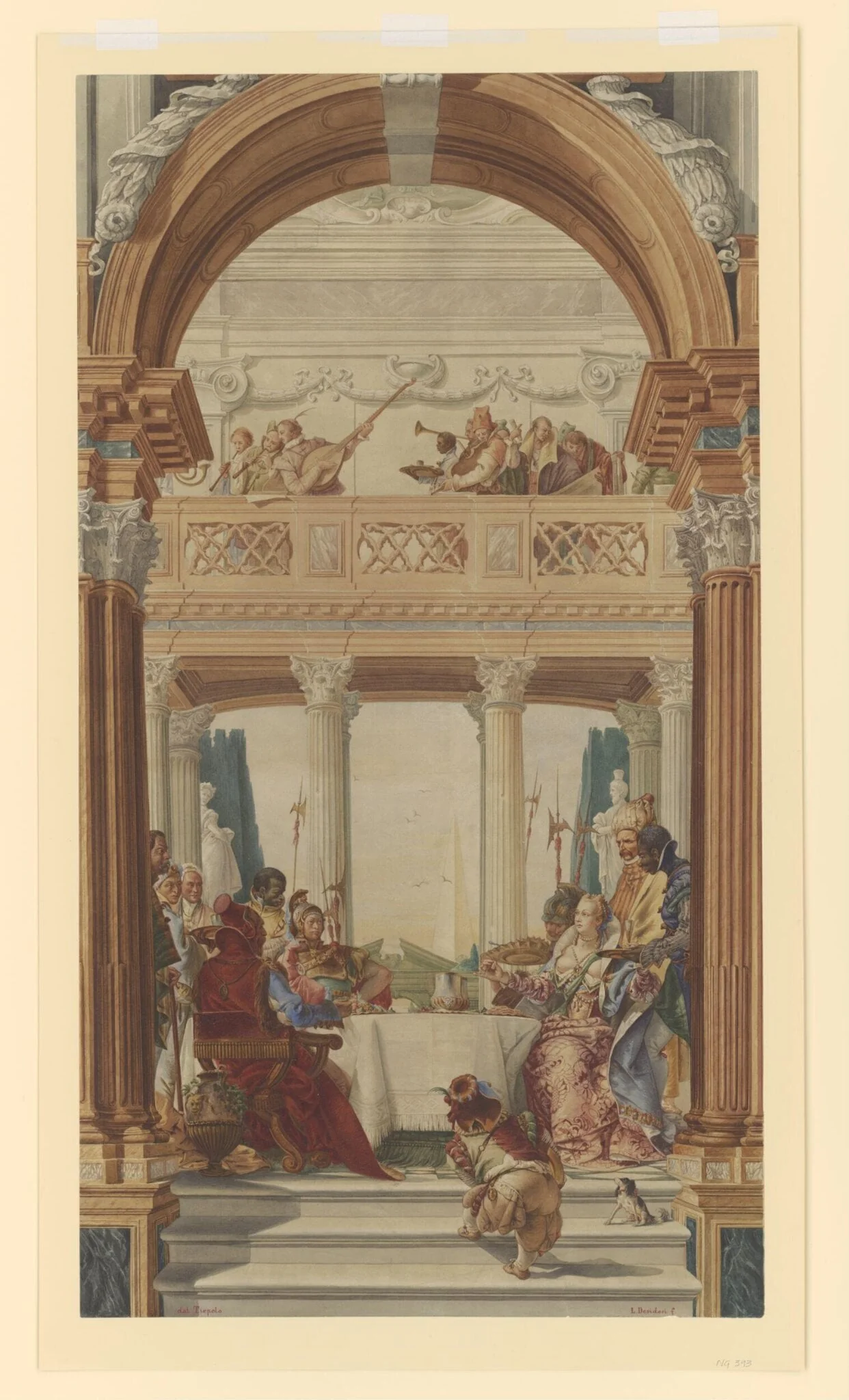 Copy after Giambattista Tiepolo’s fresco of the ‘Banquet of Antony and Cleopatra’ in the Ballroom Palazzo Labia, Venice (1746-1747), 1883.