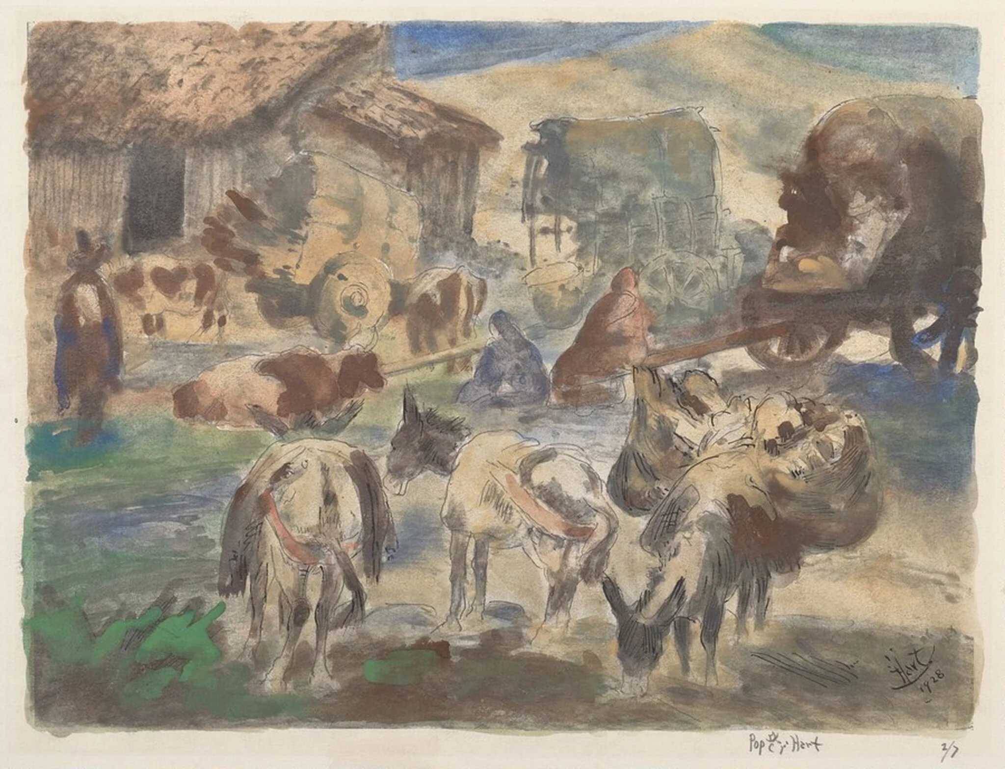 The Corral, by George Overbury Hart, watercolor, 1928
