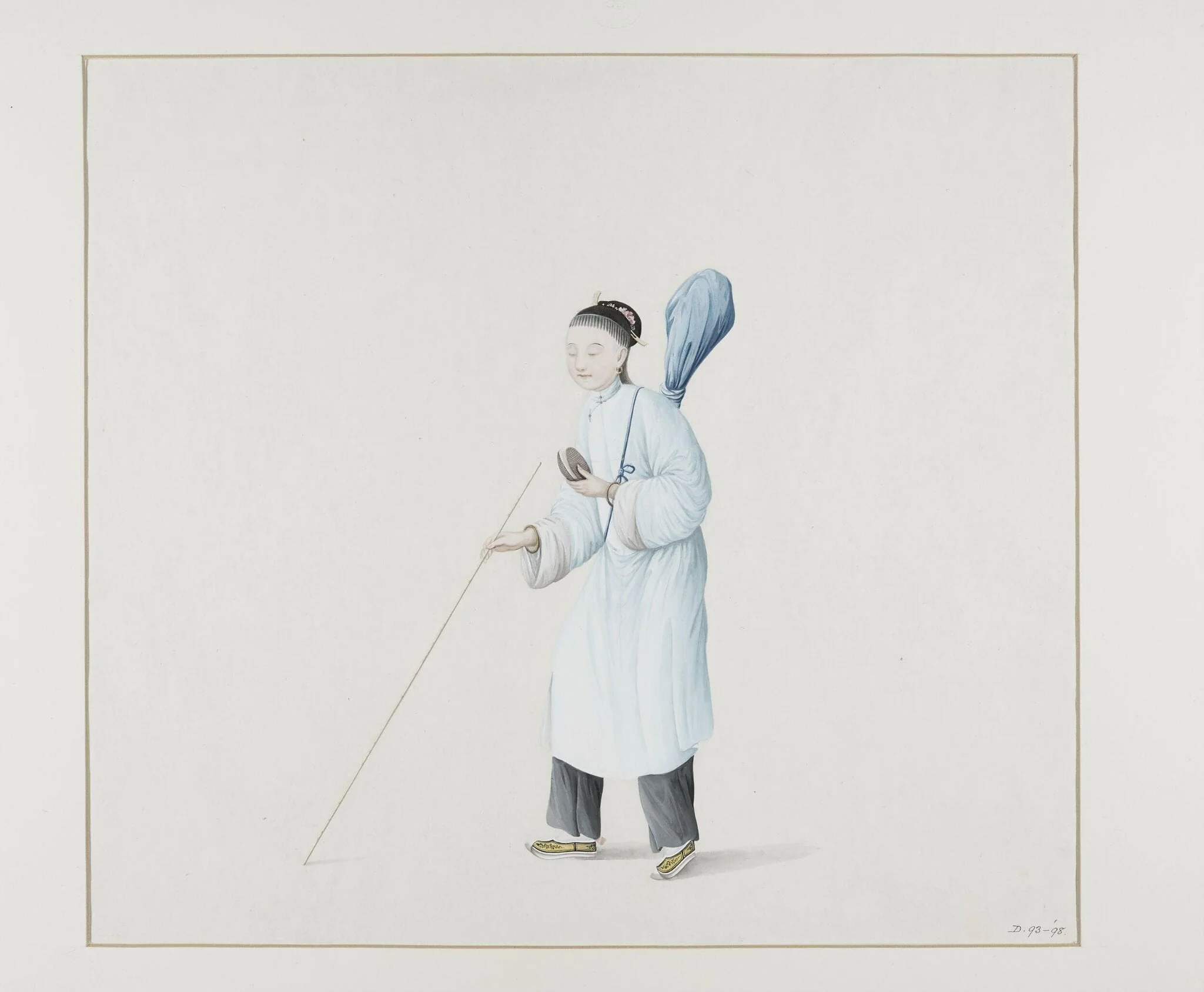 A Blind Female Singer, by Puqua, paint, 1790