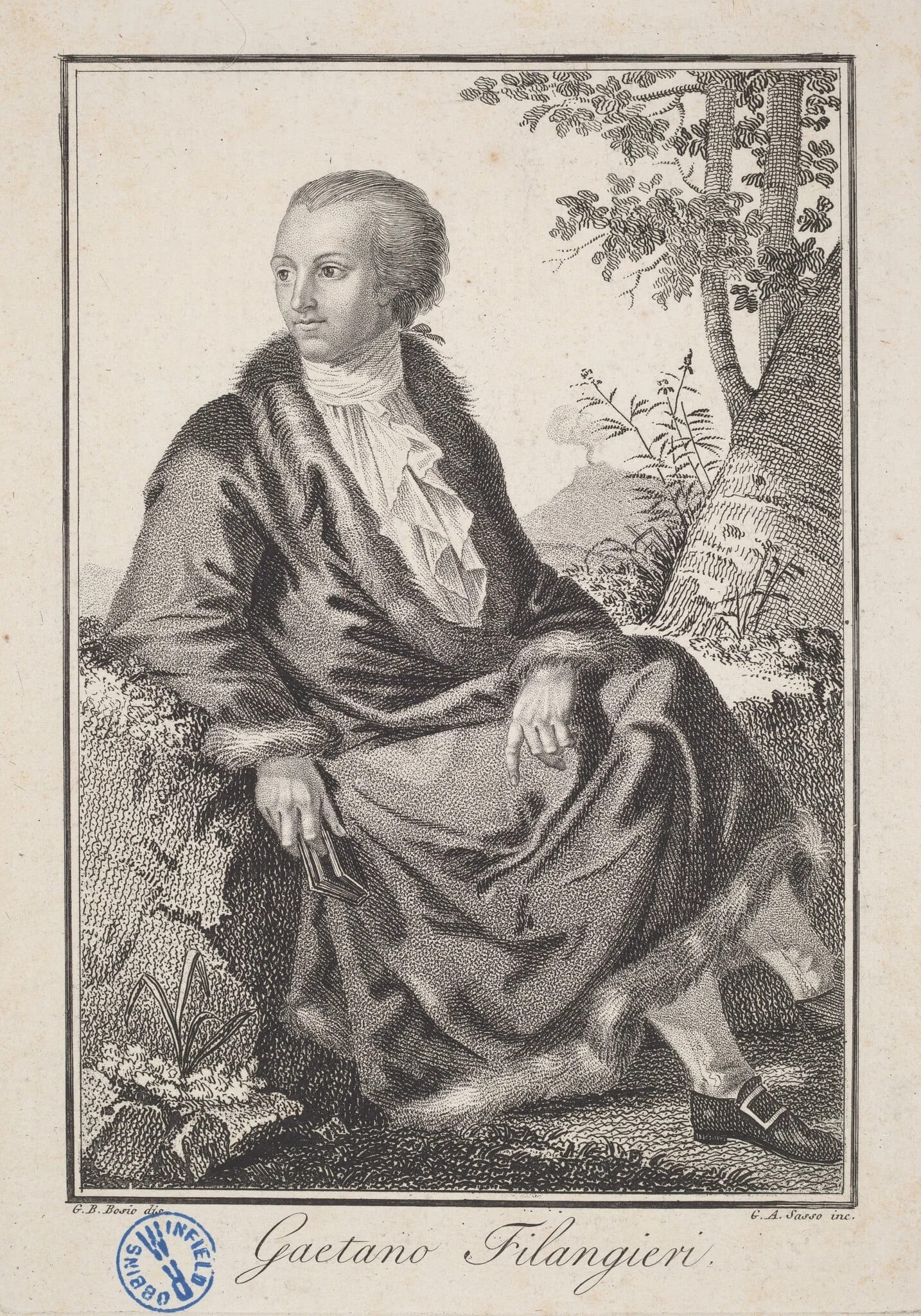 Gaetano Filangieri, by Giovanni Antonio Sasso, ink, 1816