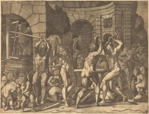 Vulcan and the Cyclopes Forging Arrows