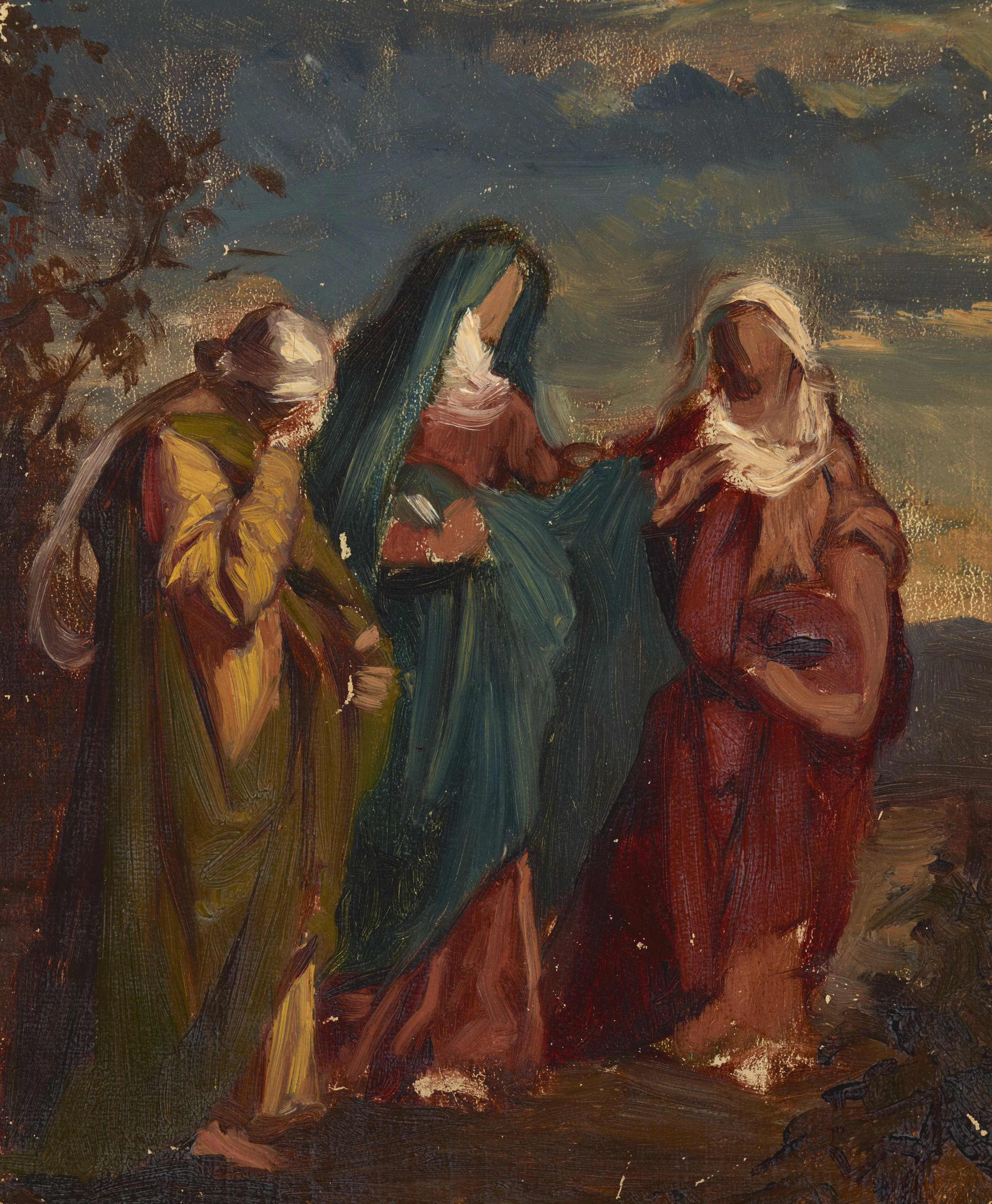 Sketch to the Painting "Three Marys Walking to Christ's Tomb", by Józef Simmler, oil, 1855