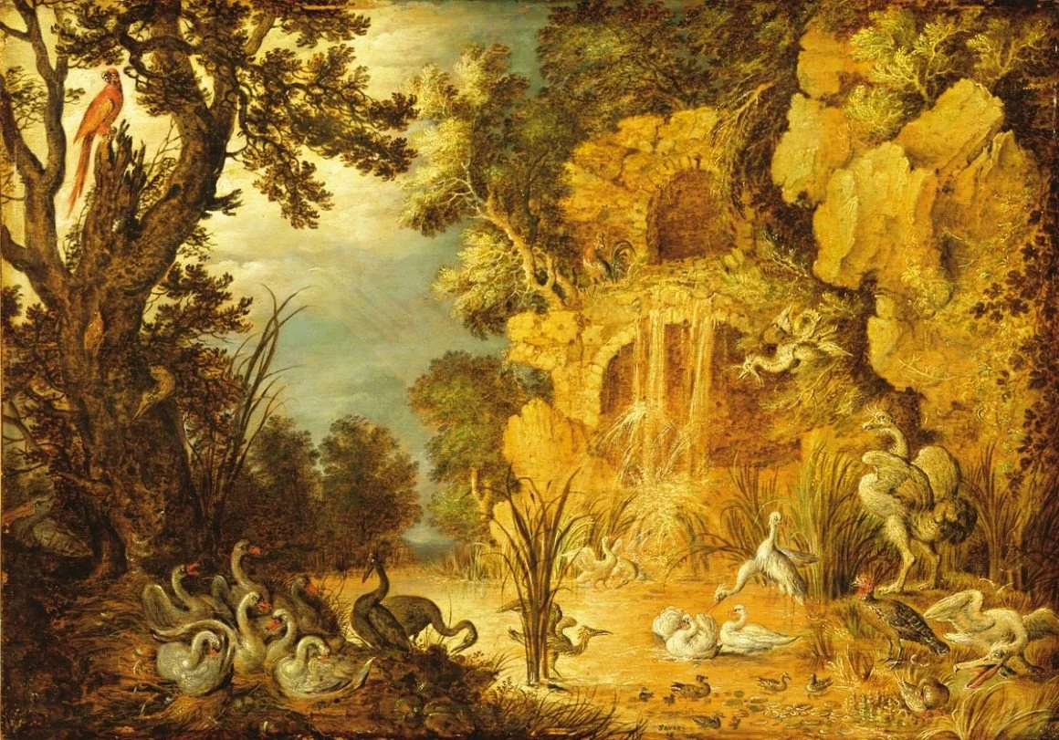 Landscape with Animals, by Roelant Savery, oil, 1615