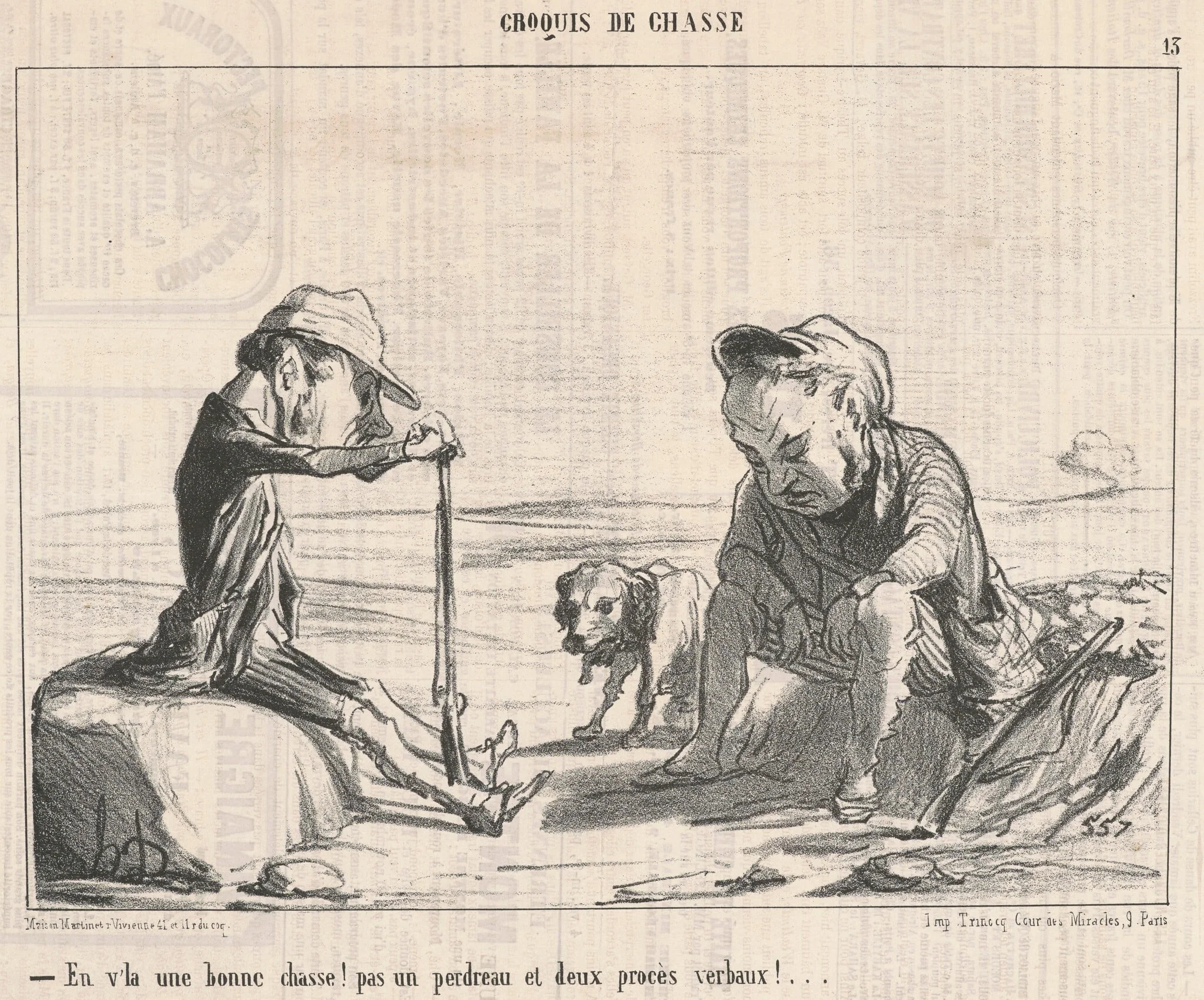 En v'la une bonne chasse! ..., by Honoré Daumier, ink, 1853