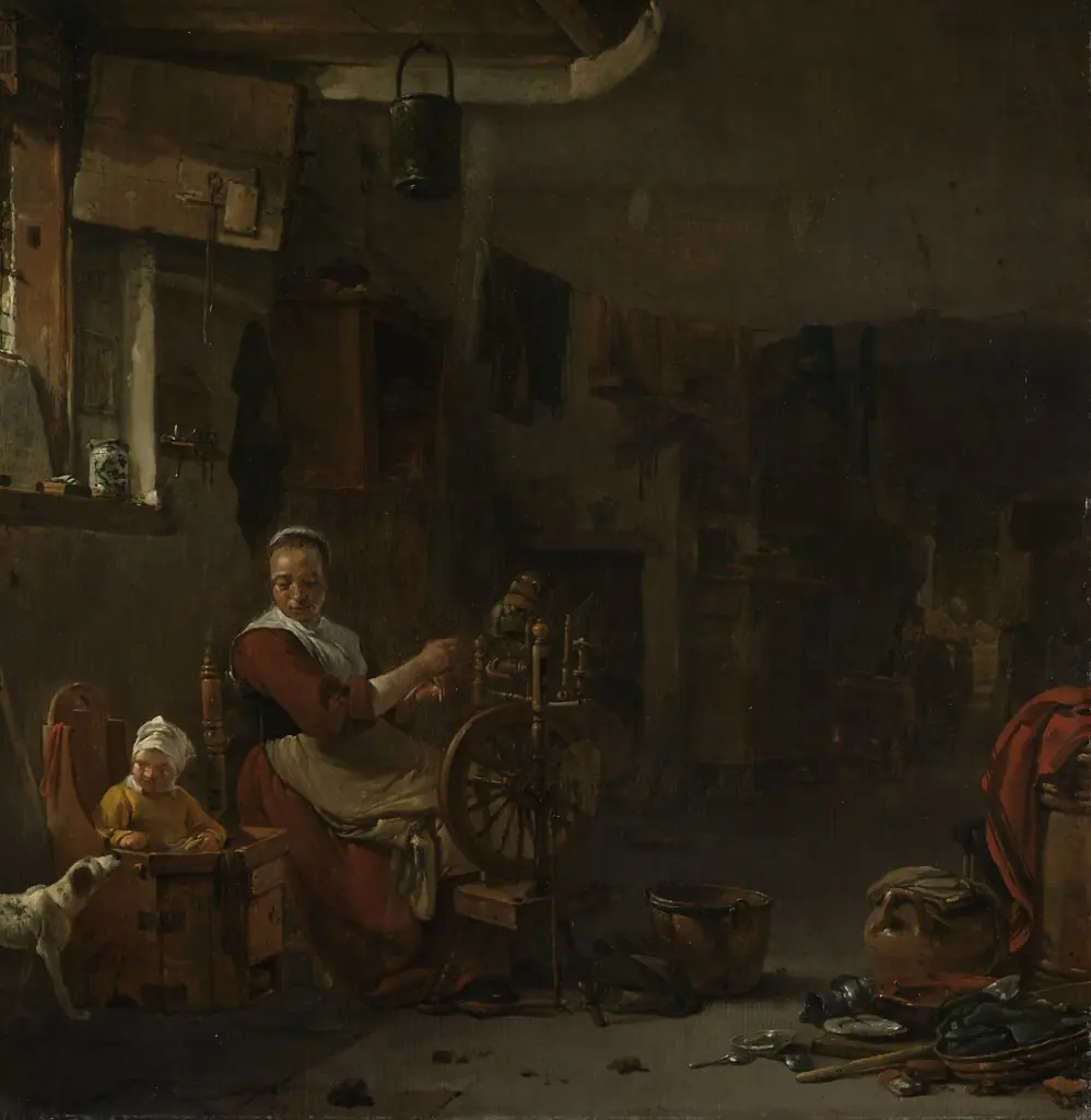 Peasant woman spinning