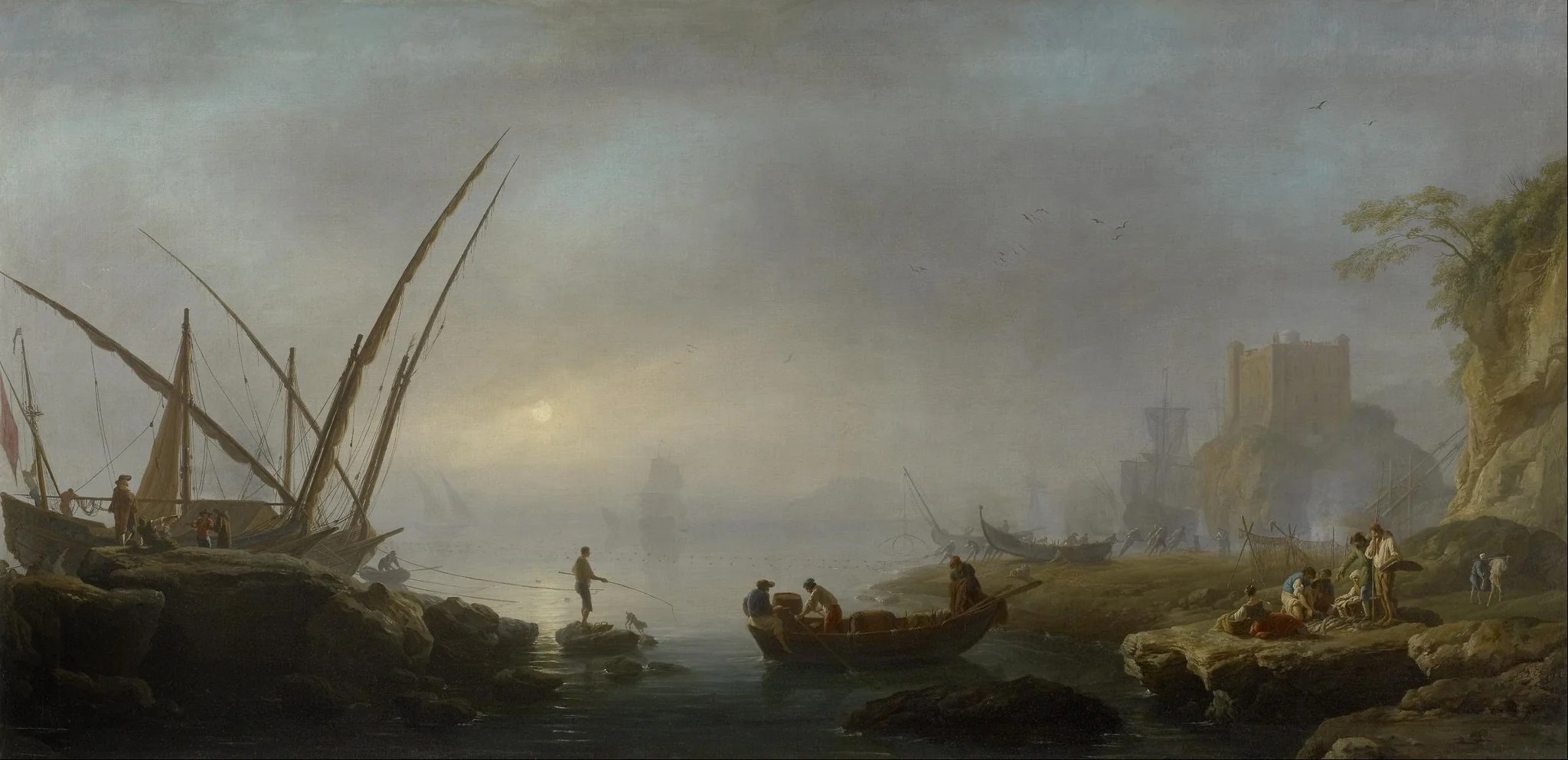 An Italian Port Scene, by Charles François Grenier de Lacroix, oil, 1770