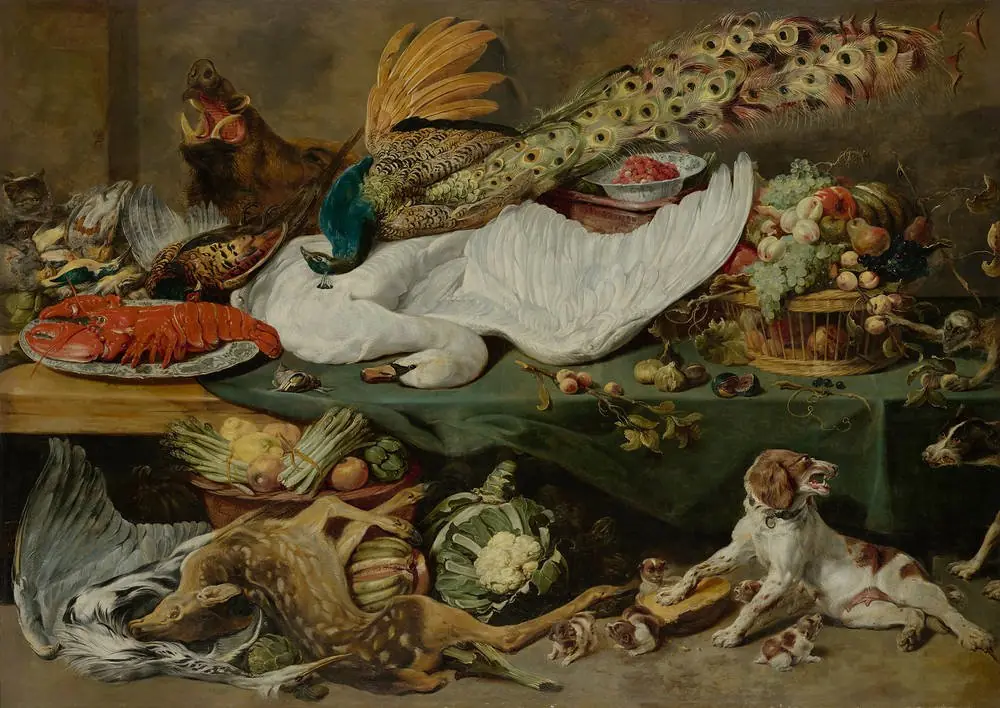 Still-life with a Spaniel and her Pups
