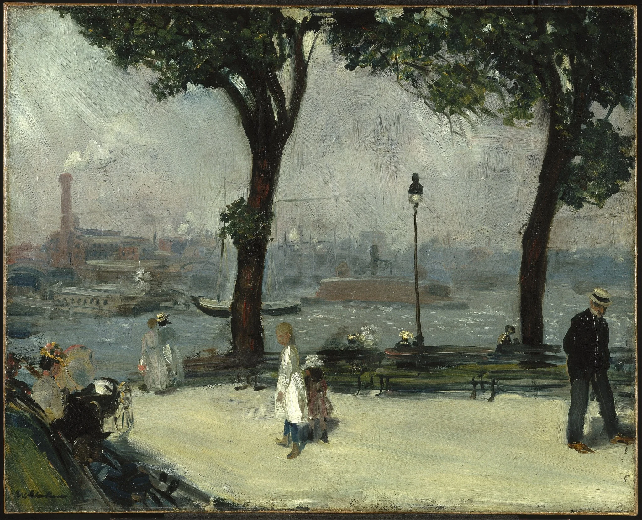 East River Park, by William James Glackens, oil, 1902