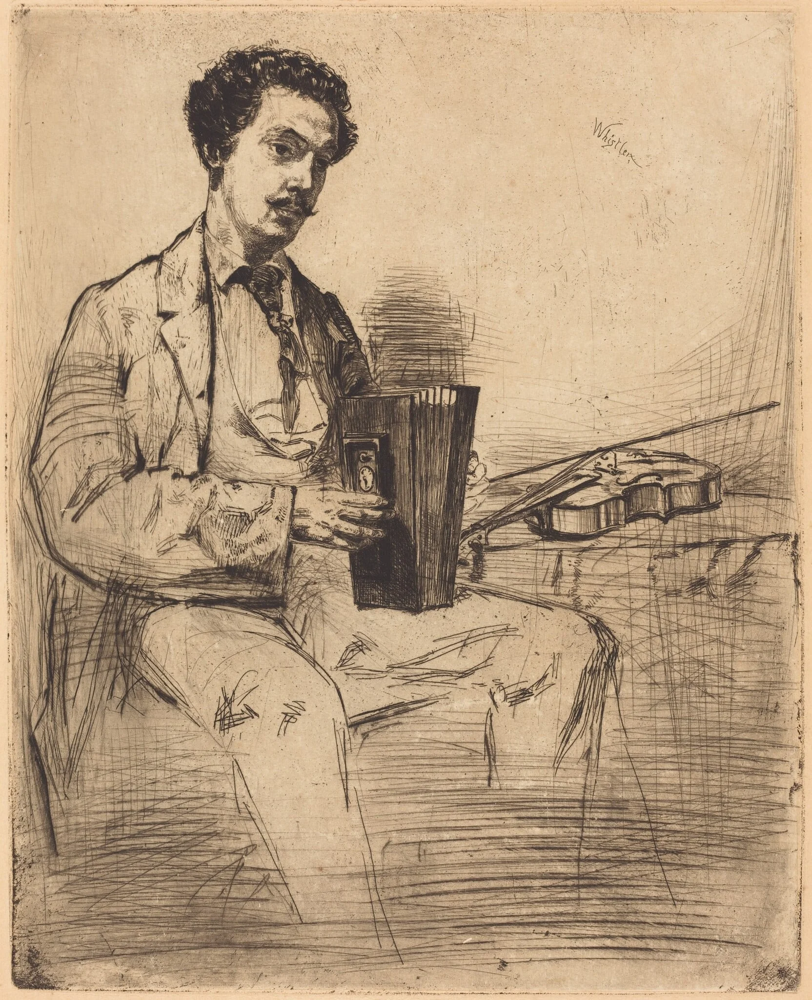 Ross Winans, by James McNeill Whistler, ink, 1861