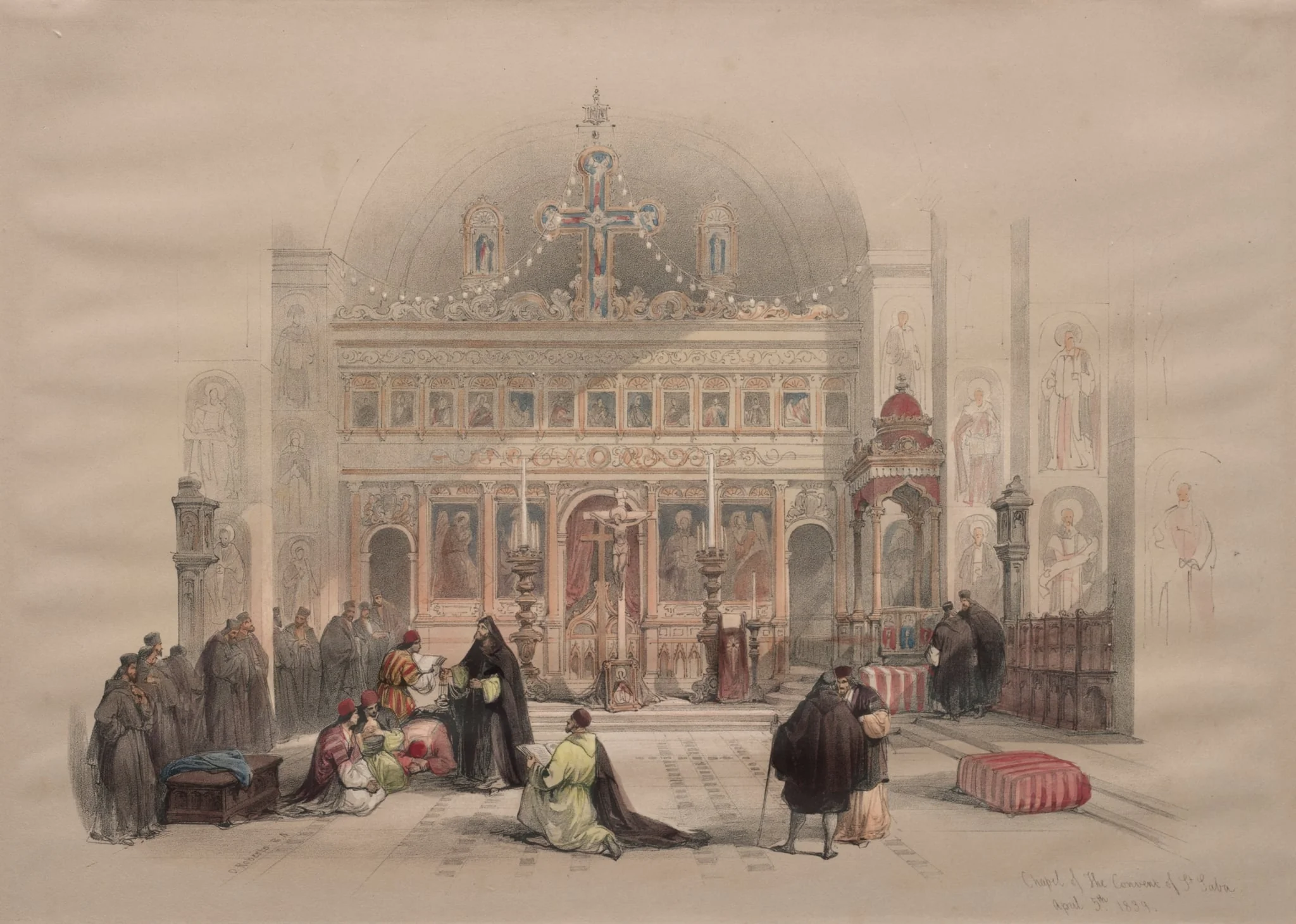 Chapel of the Convent of St. Saba, by David Roberts, 1839