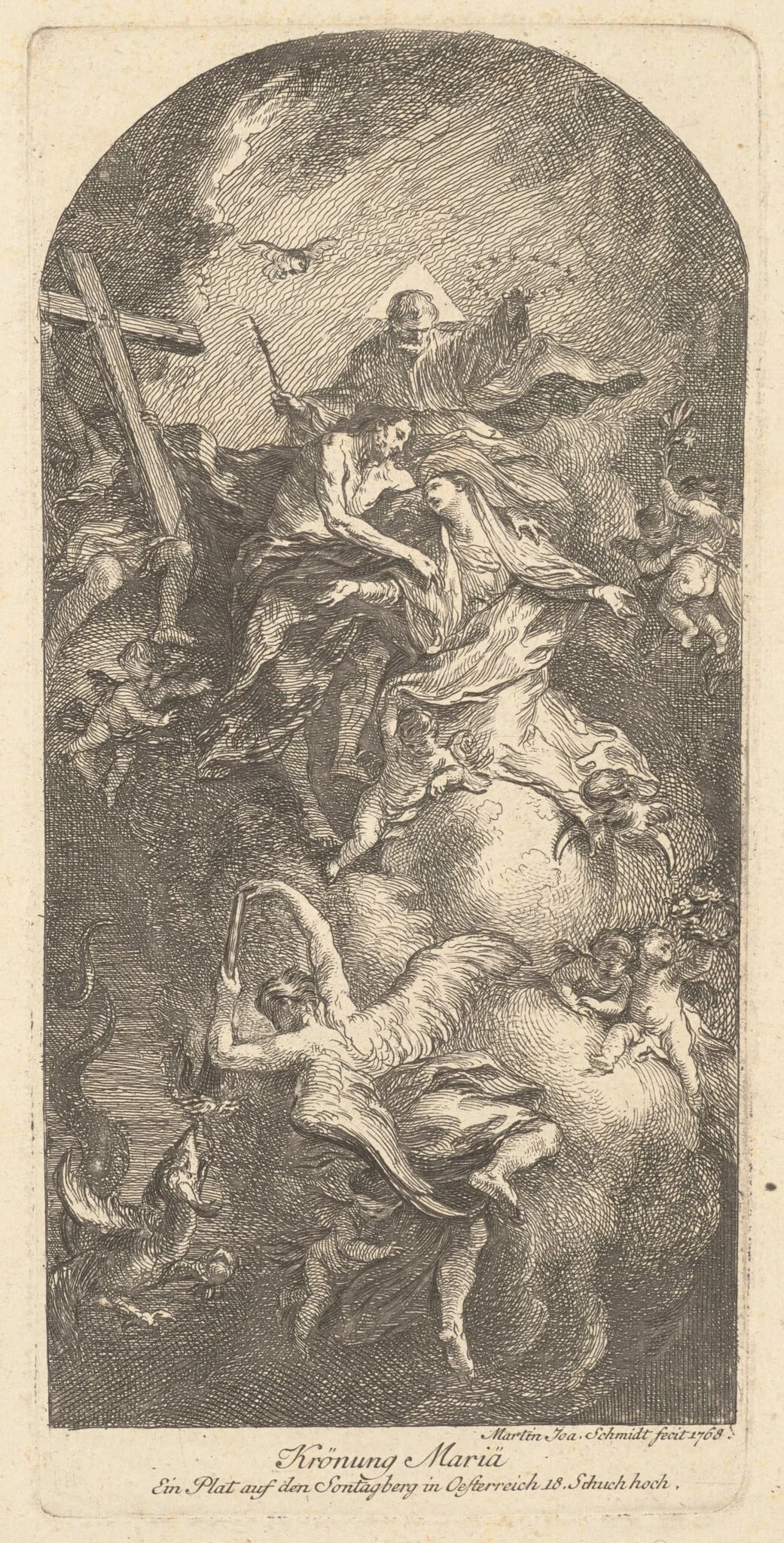 The Crowning of the Virgin, by Martin Johann Schmidt, ink, 1768