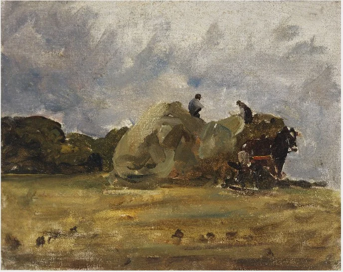 Building the Hayrick, by Nathaniel Hone the Younger, oil, 1881