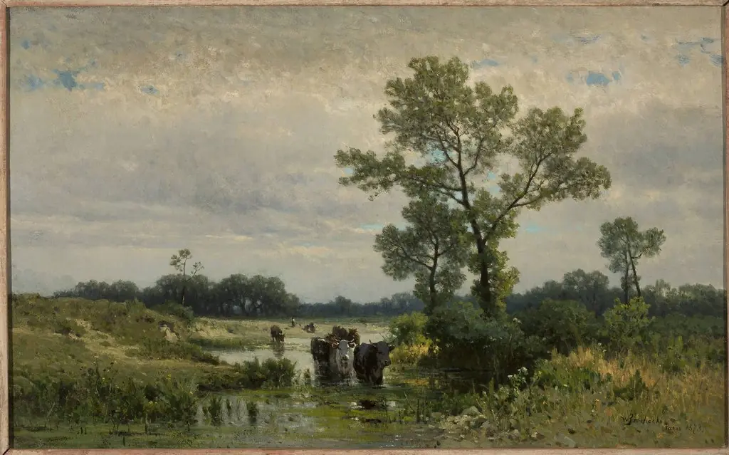 Cows crossing the river
