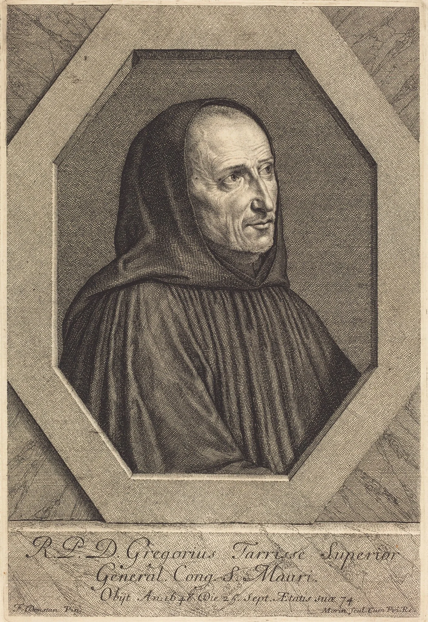 Dom Jean Gregoire Tarrisse, by Jean Morin, ink, 1648