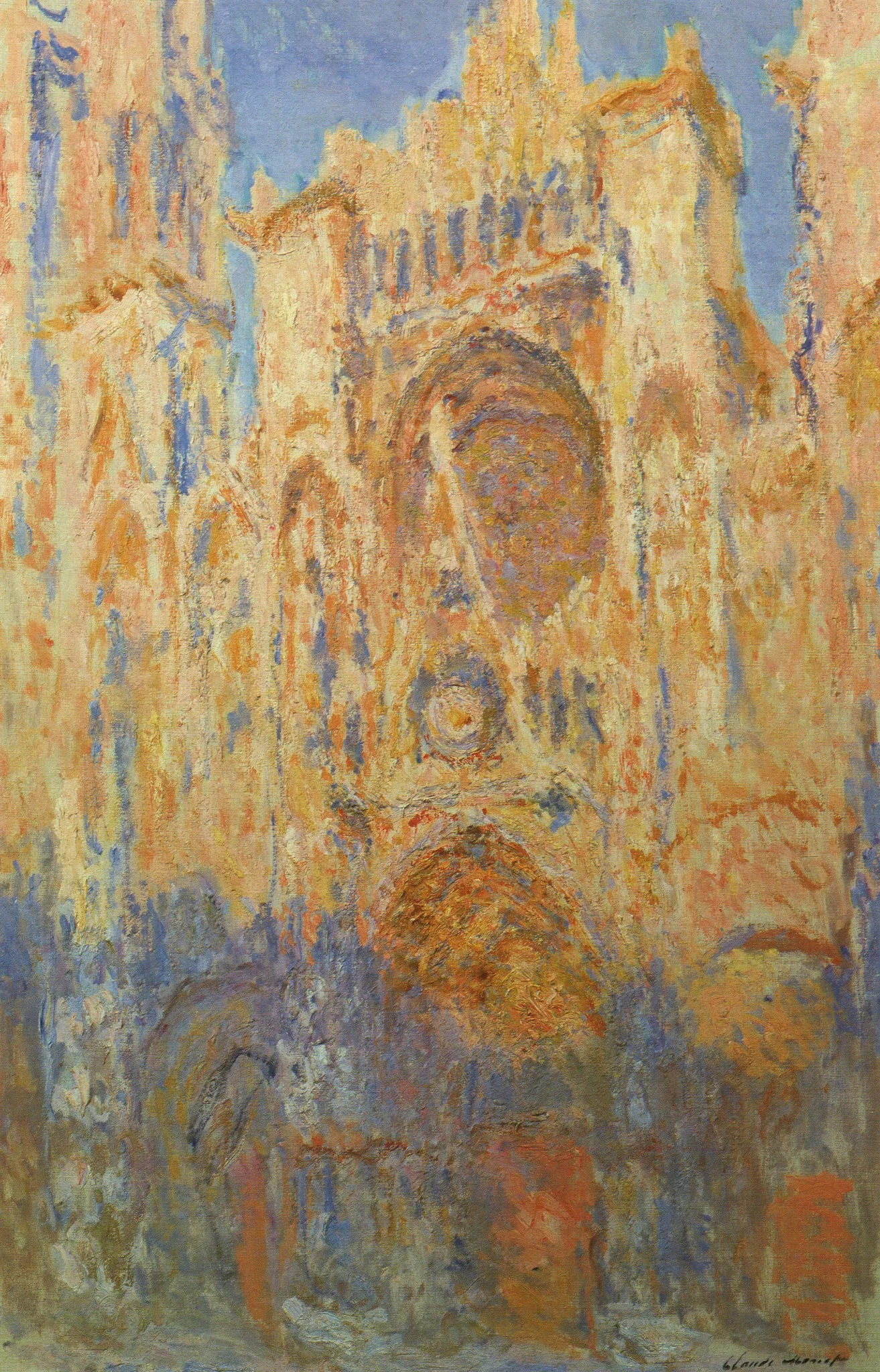 Rouen Cathedral, Portal, Sunlight, End of the Day, by Claude Monet, oil, 1896