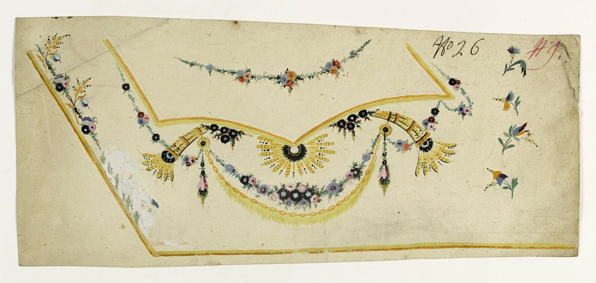 Gilet aux fleurs noires, projets de broderies de gilet, XVIIIème siècle, by Anonyme, 1750