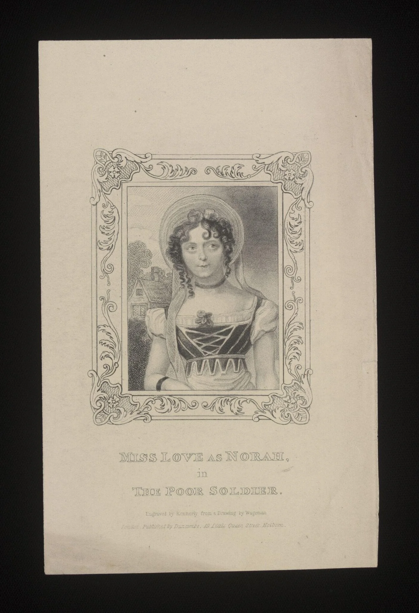Miss Love as Norah in The Poor Soldier, by J. Kennerley, 1850